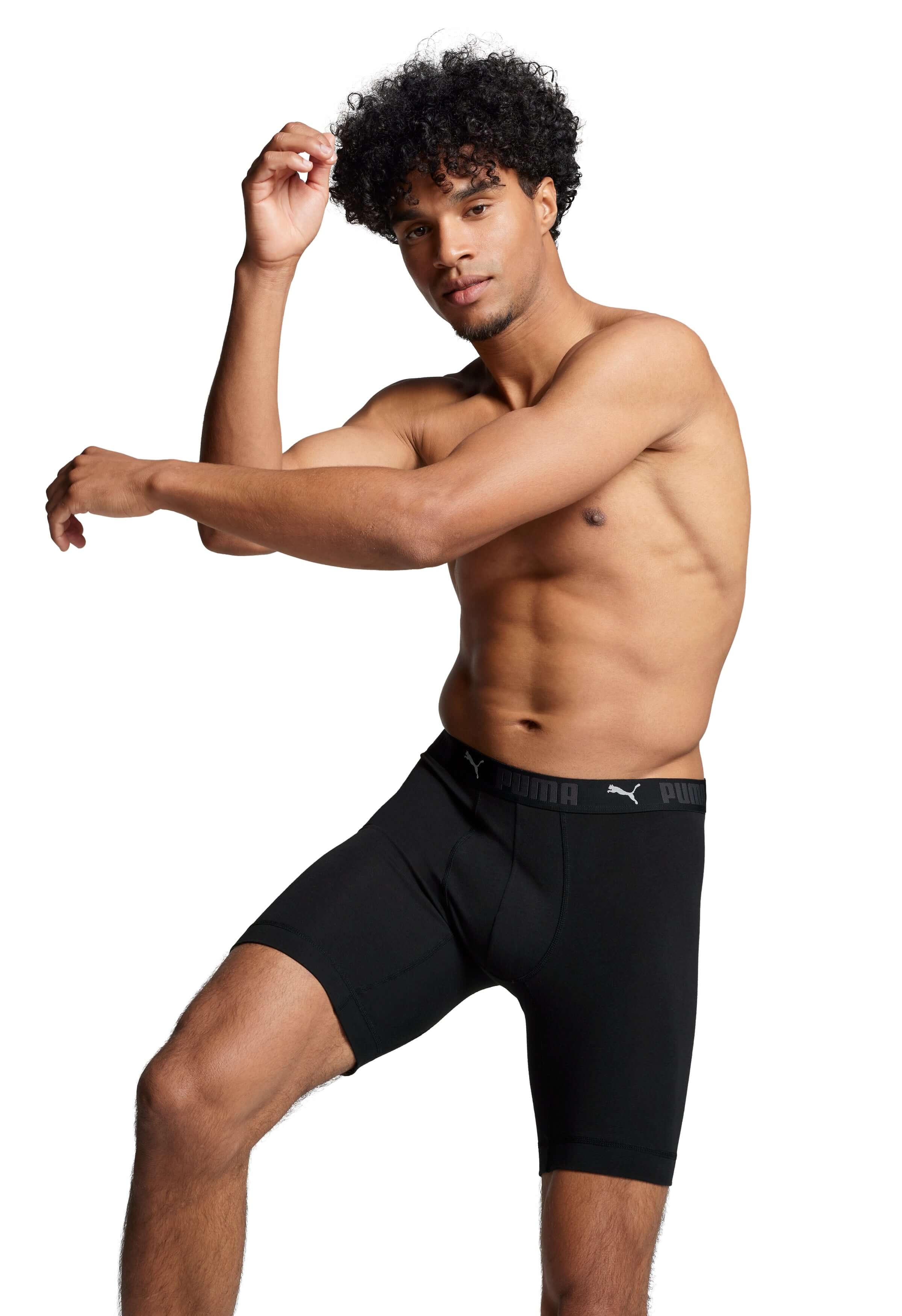 Puma Sports Cotton 2 Pack Long Boxers - Black