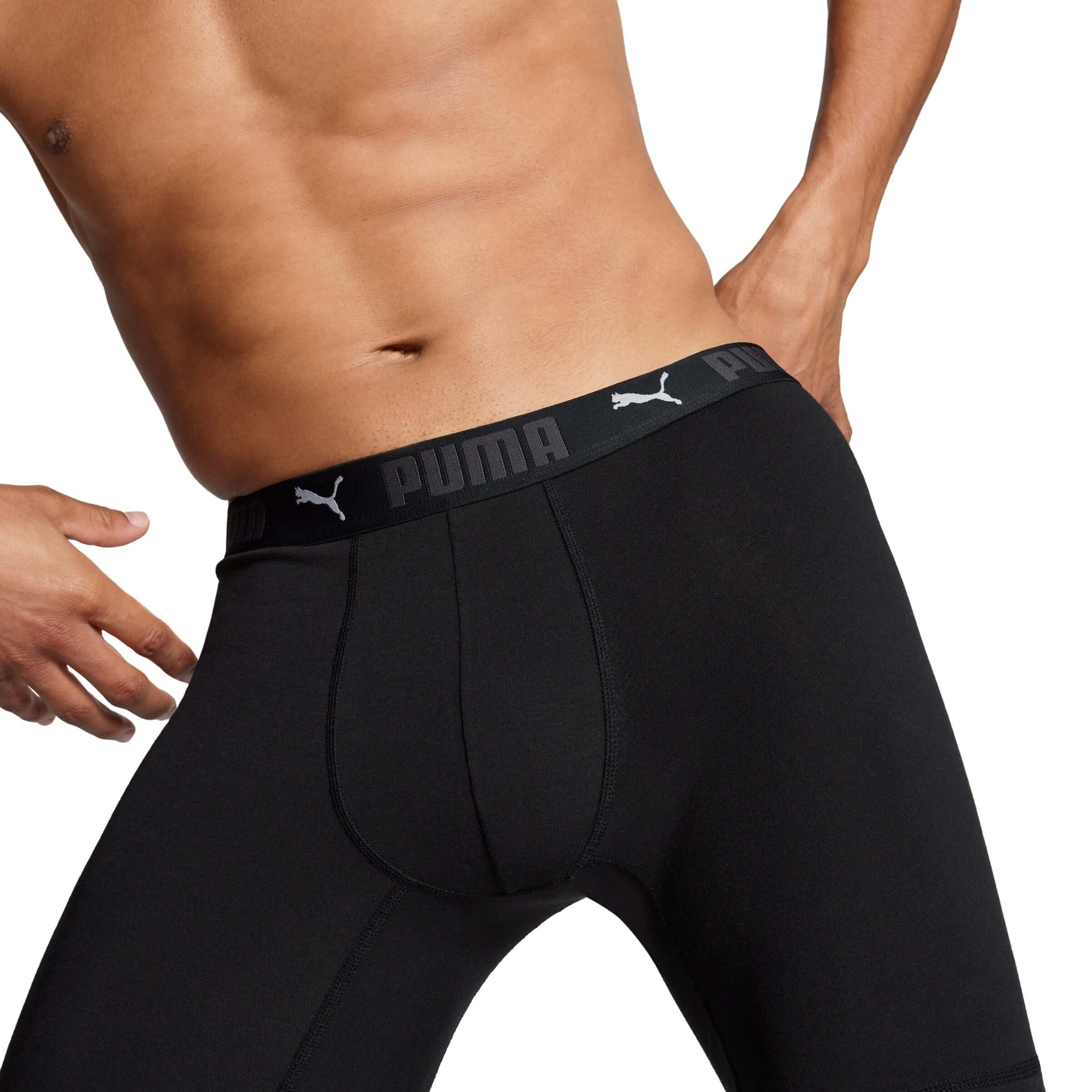 Puma Sports Cotton 2 Pack Long Boxers - Black