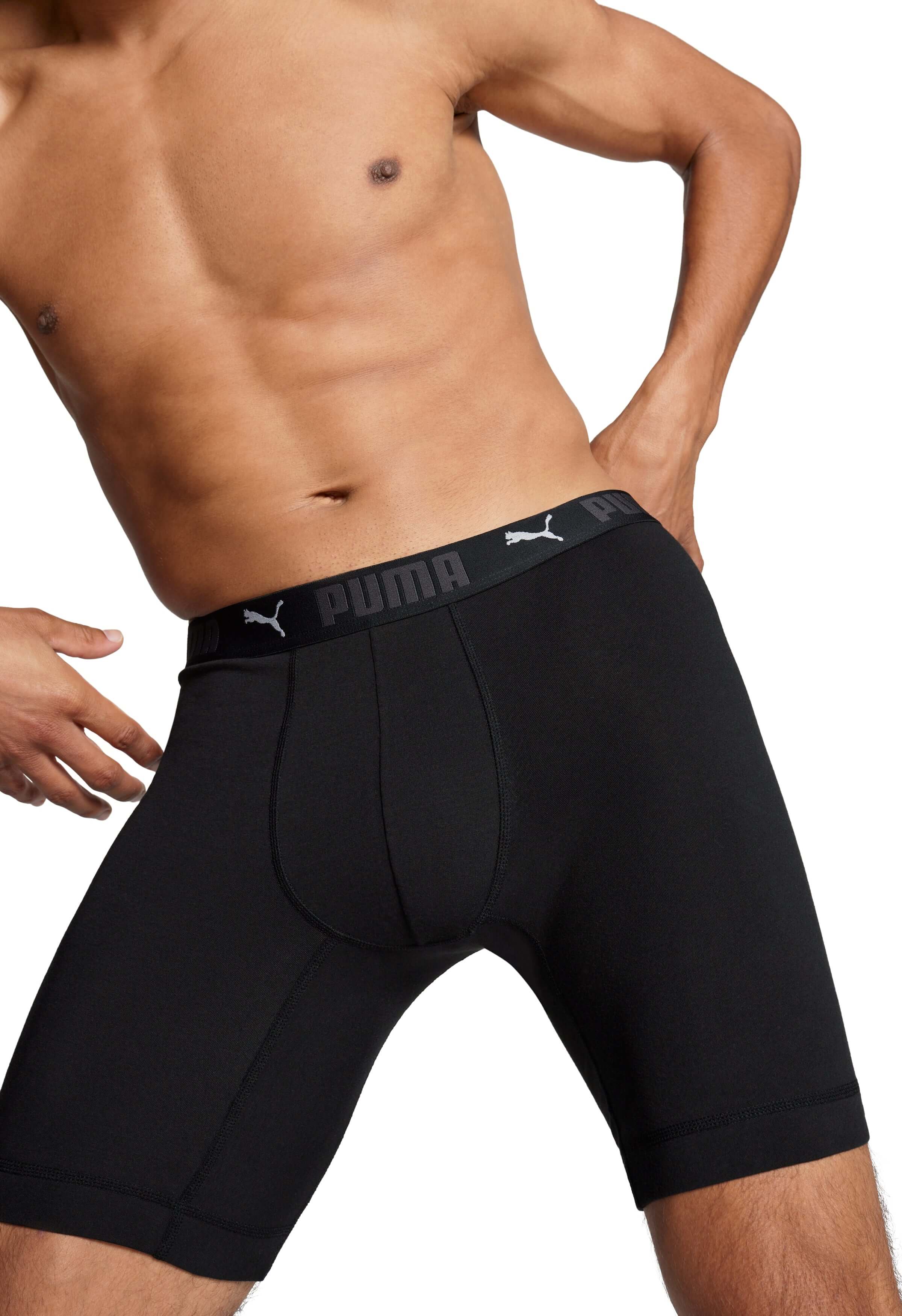 Puma Sports Cotton 2 Pack Long Boxers - Black