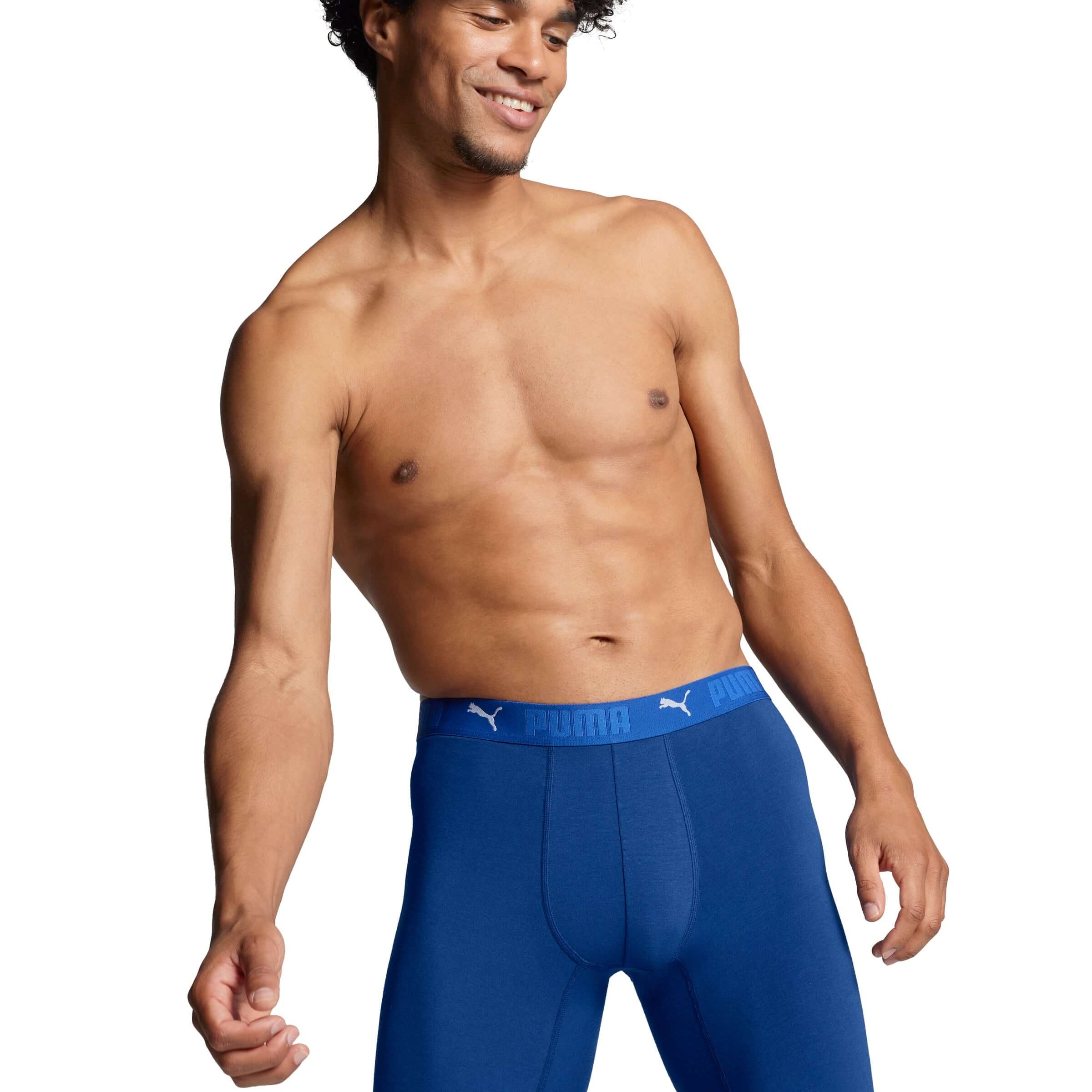 Puma Sports Cotton 2 Pack Long Boxers - Blue