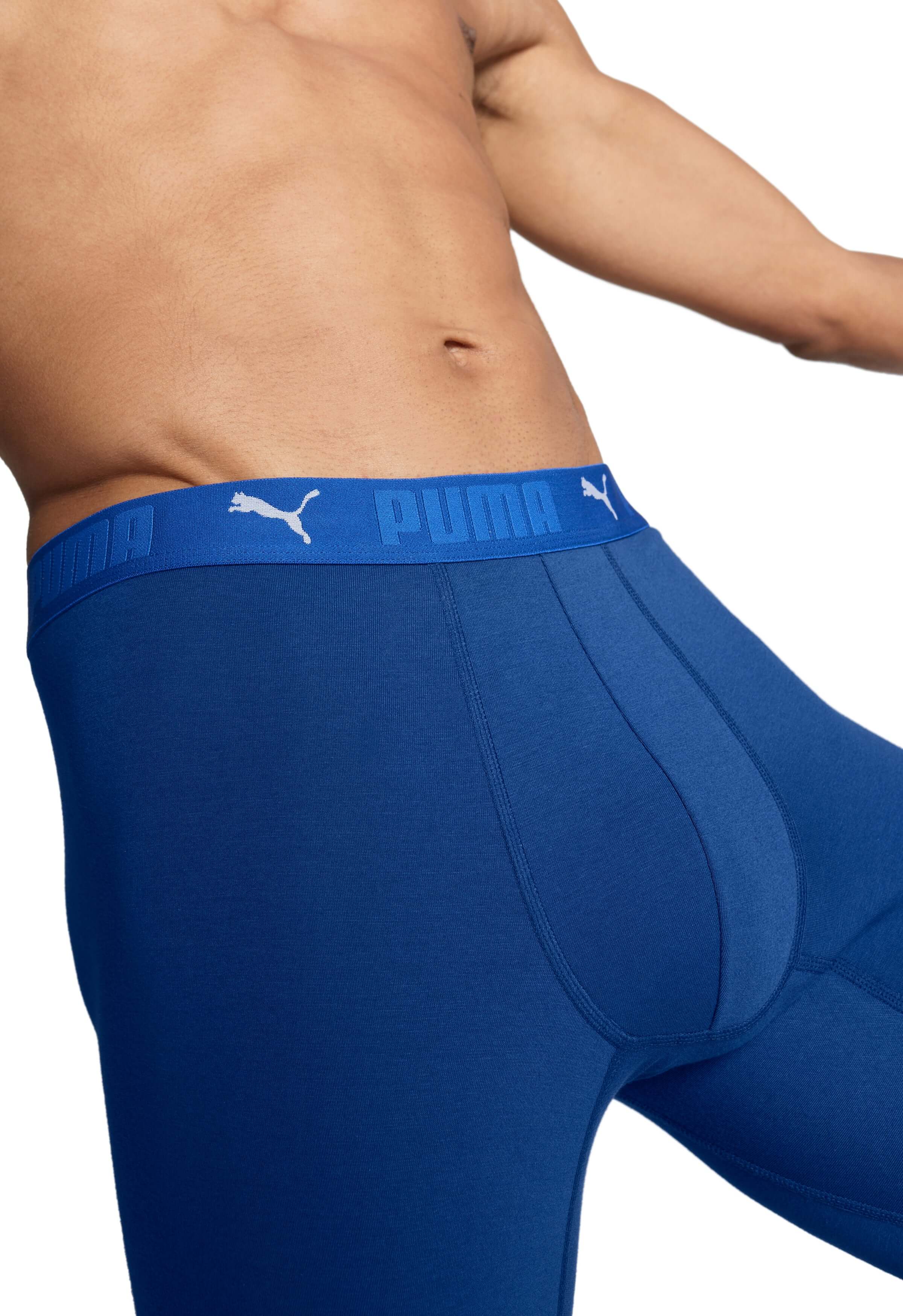 Puma Sports Cotton 2 Pack Long Boxers - Blue