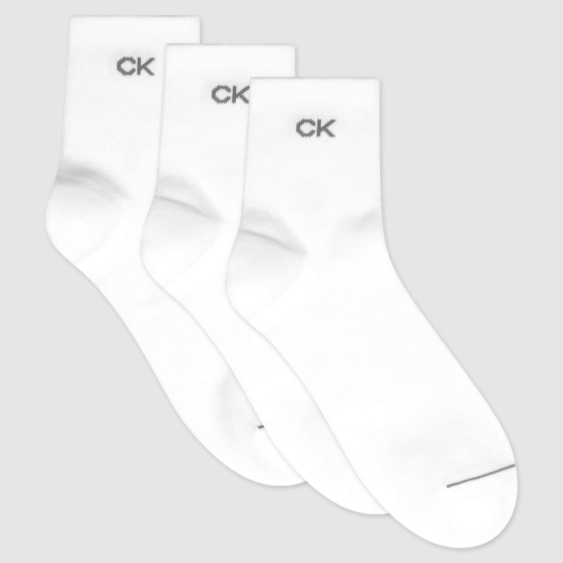 Calvin Klein 3 Pack Short Socks - One Size, White