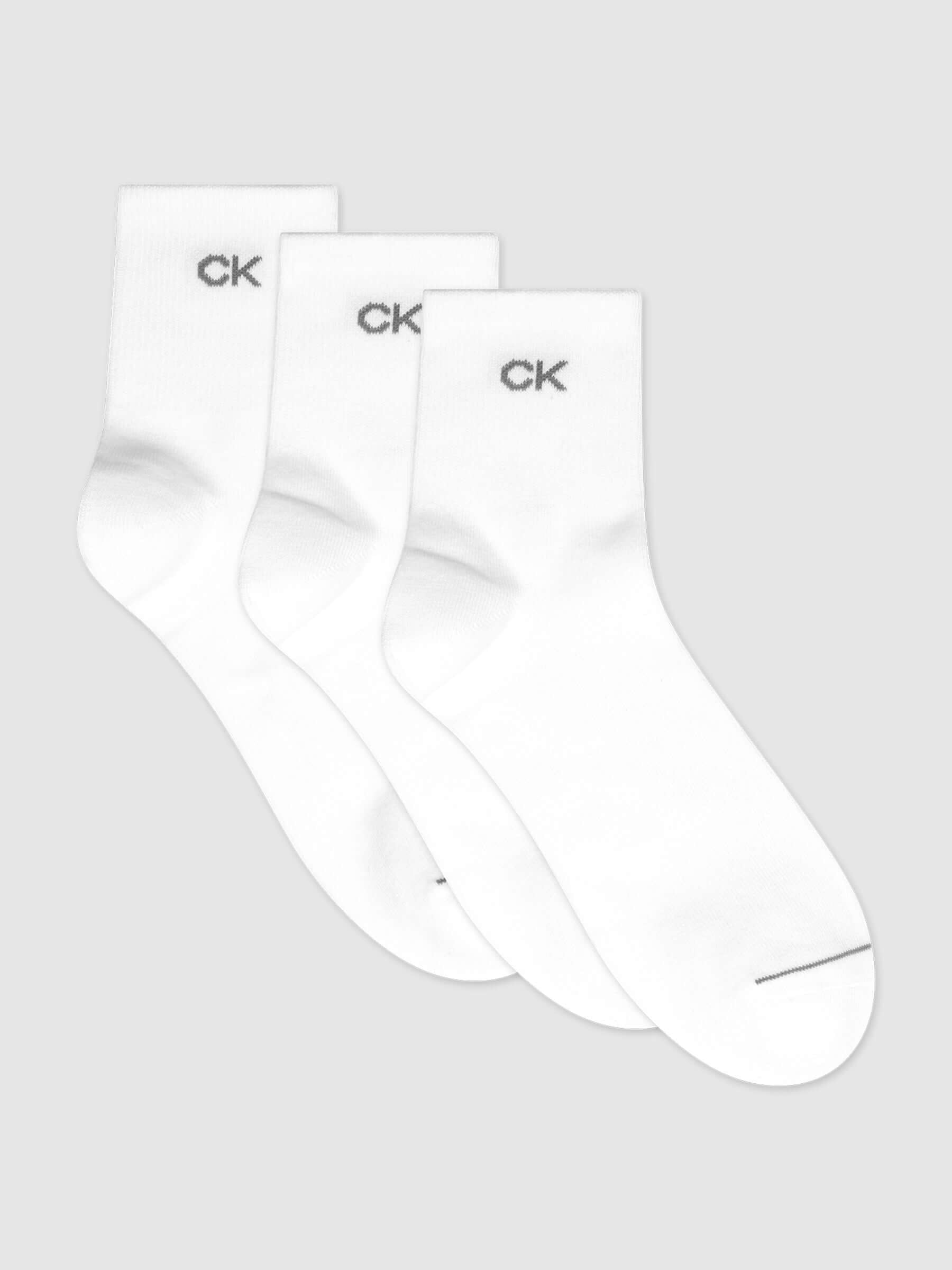 Calvin Klein 3 Pack Short Socks - One Size, White