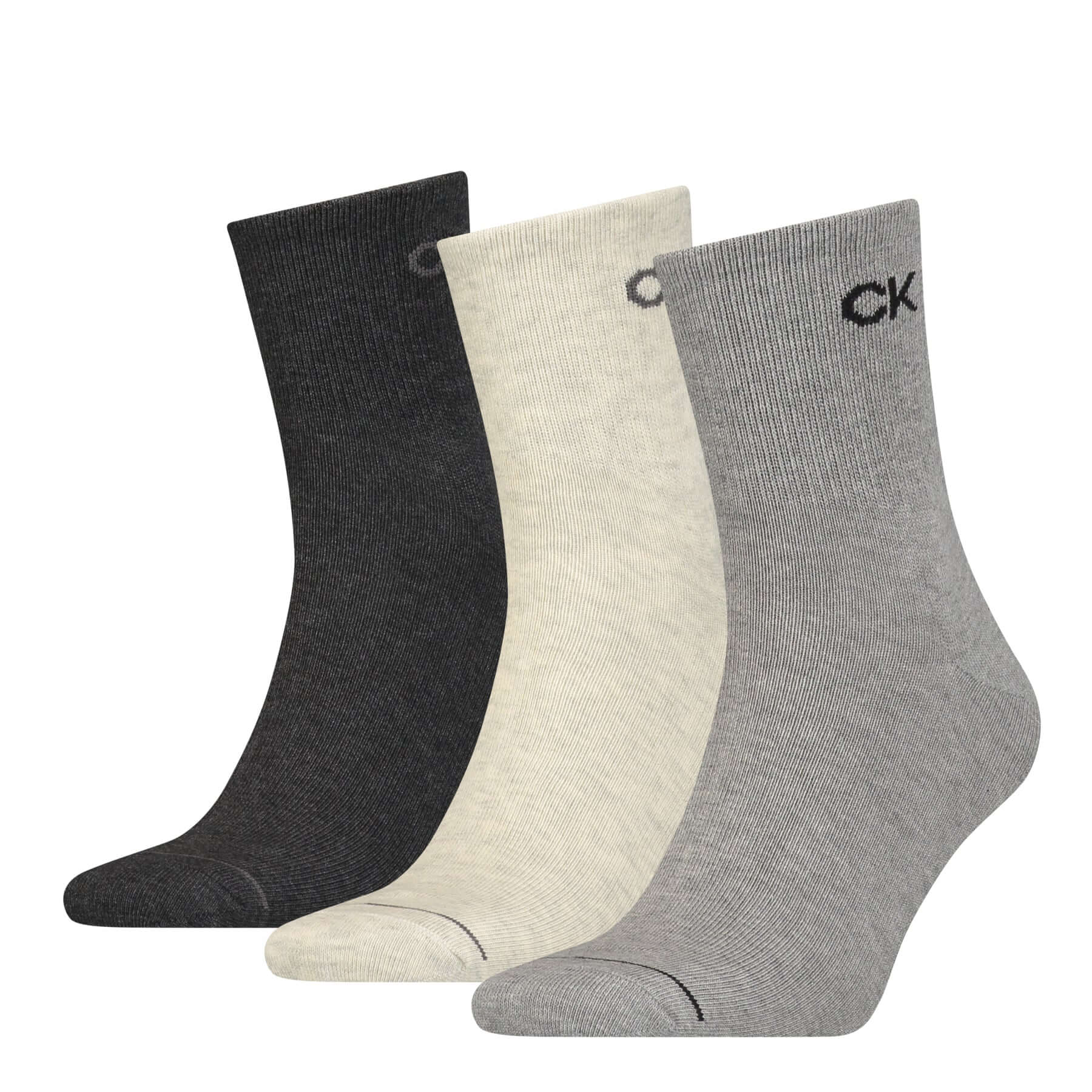 Calvin Klein 3 Pack Short Socks - One Size, Mid Grey Melange