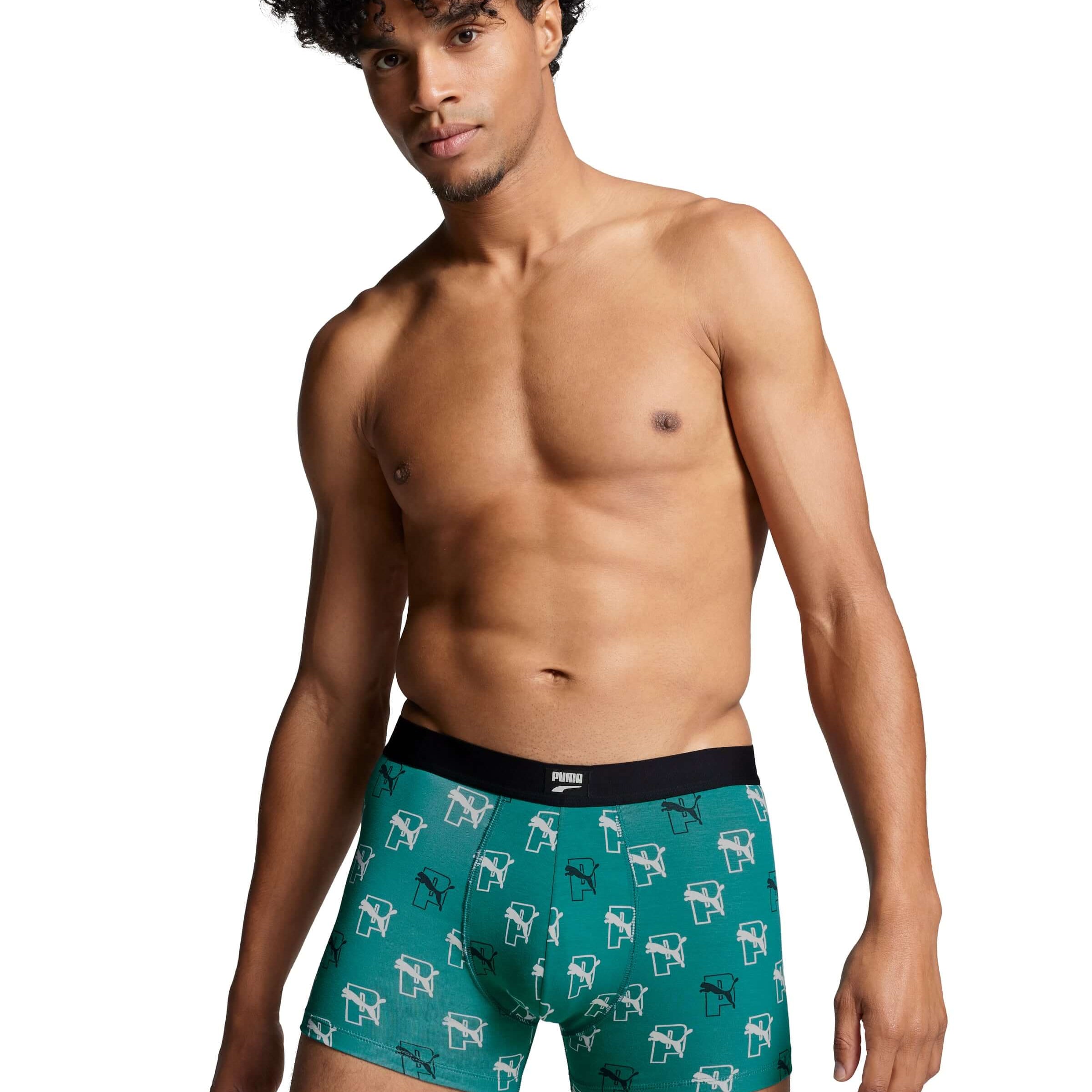 Puma Men Cat All Over Print 2 Pack Boxers - Teal