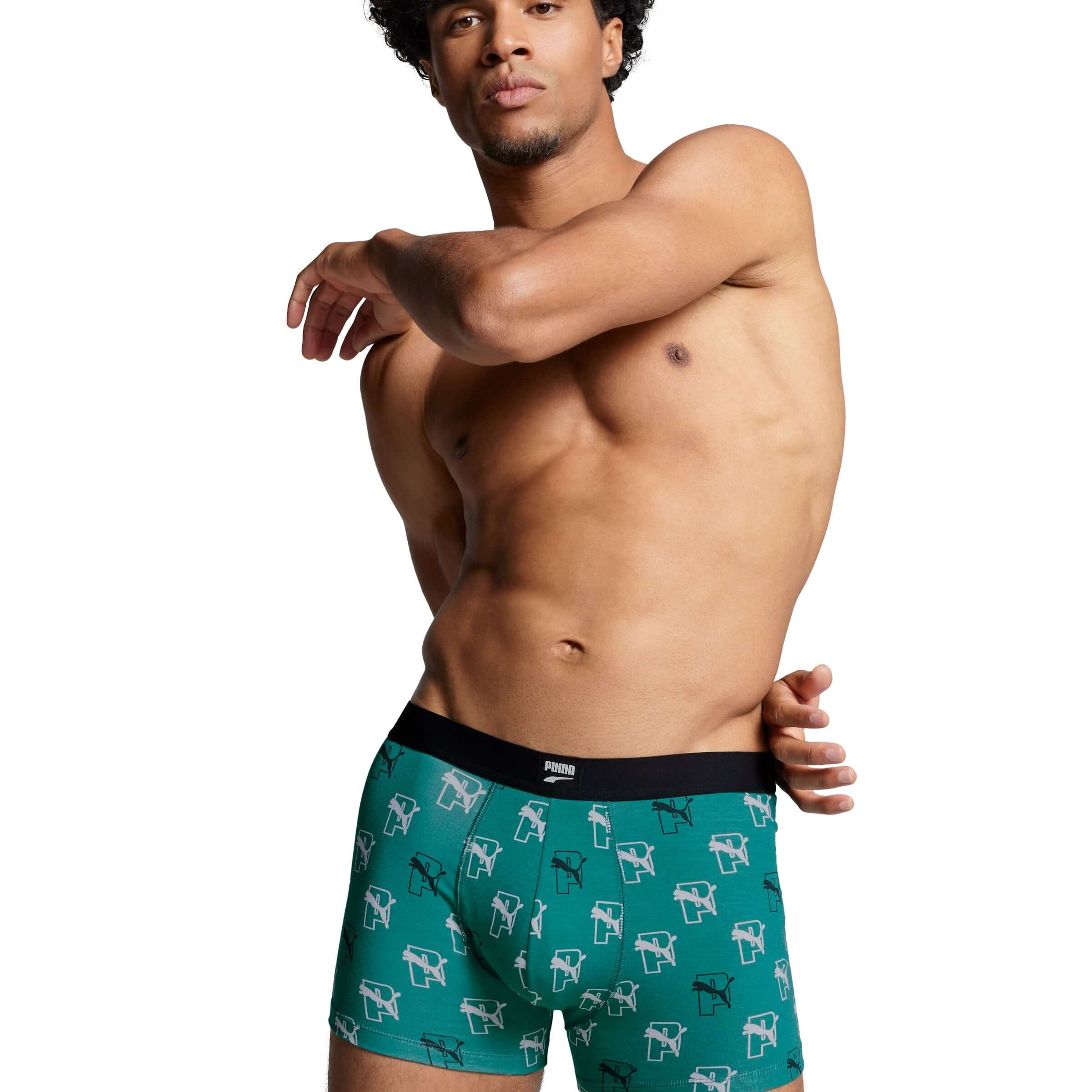 Puma Men Cat All Over Print 2 Pack Boxers - Teal