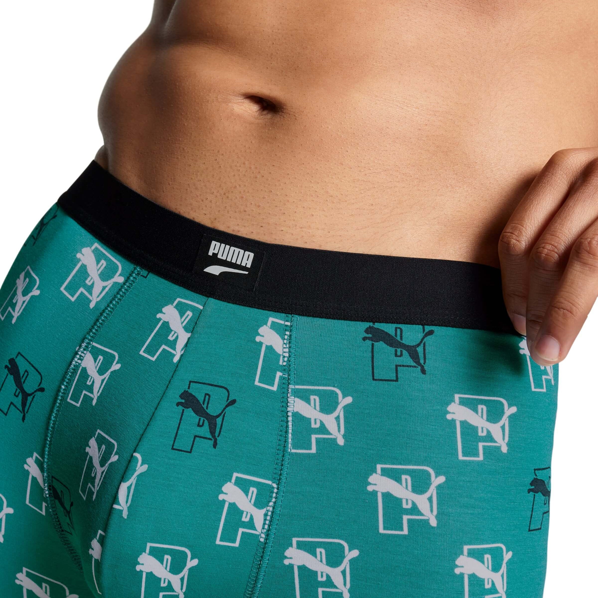 Puma Men Cat All Over Print 2 Pack Boxers - Teal