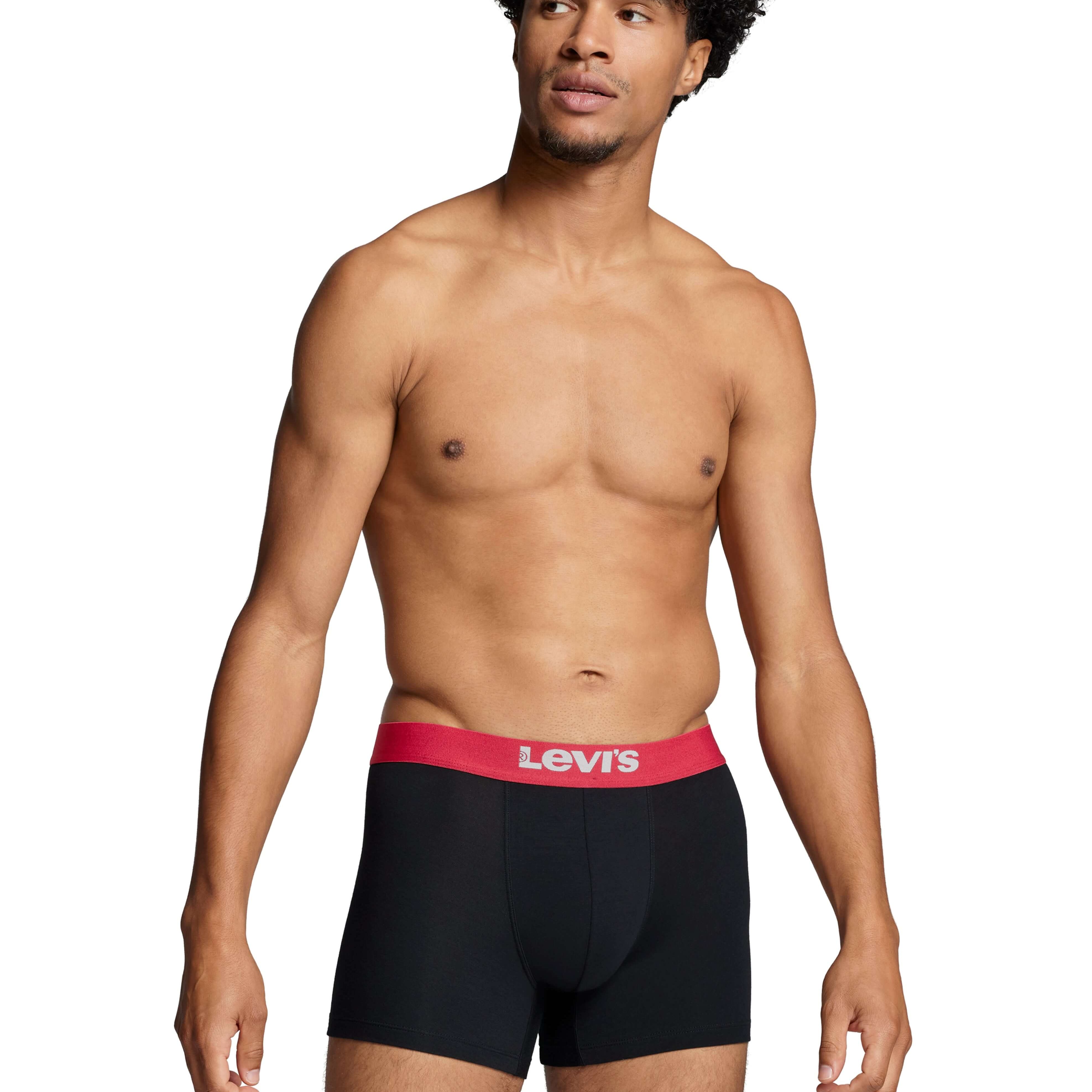 Levi's 2 pack Solid Organic Cotton Boxer Briefs - Black/Red