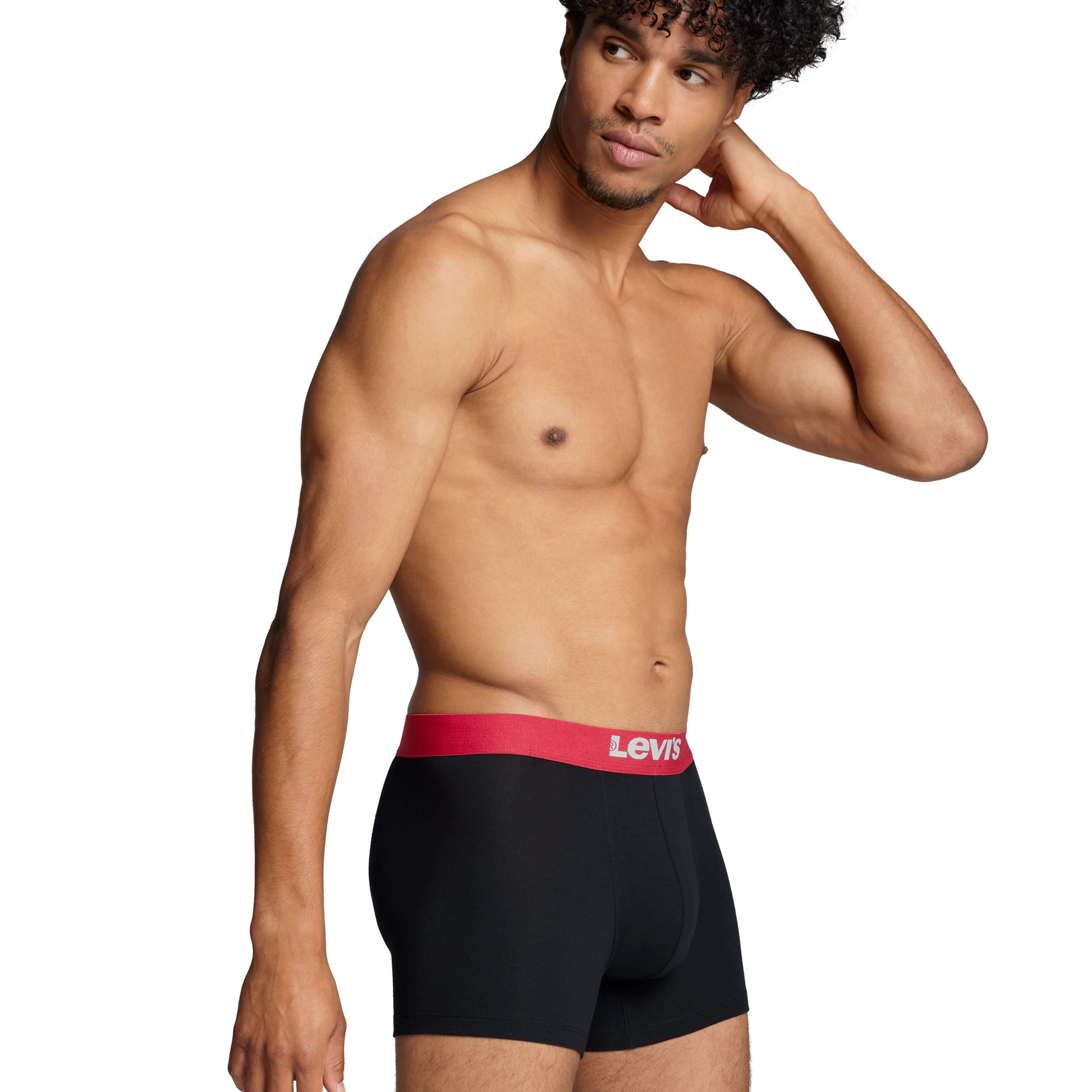 Levi's 2 pack Solid Organic Cotton Boxer Briefs - Black/Red
