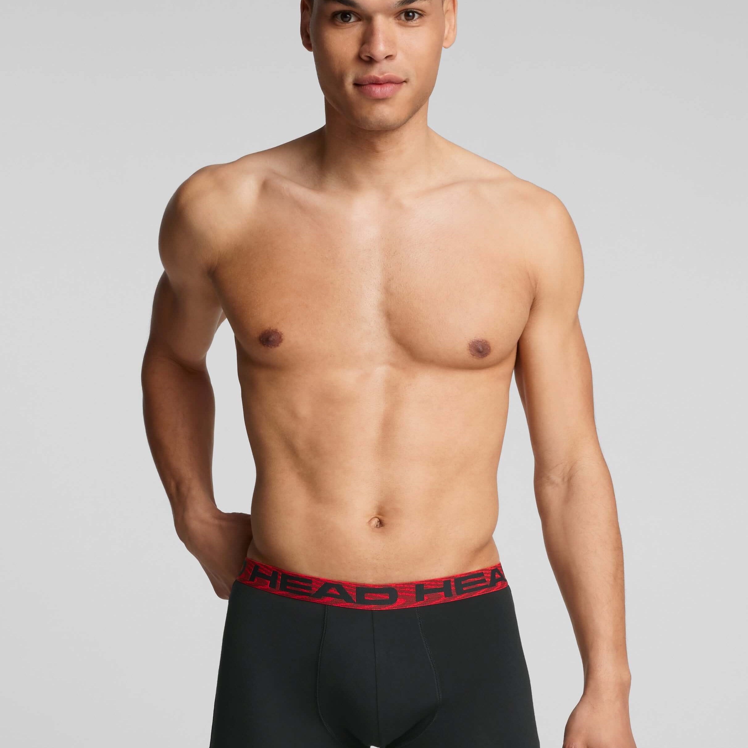 Head Mens 2 Pack Cotton Stretch Boxer Briefs - Black/Red Pants