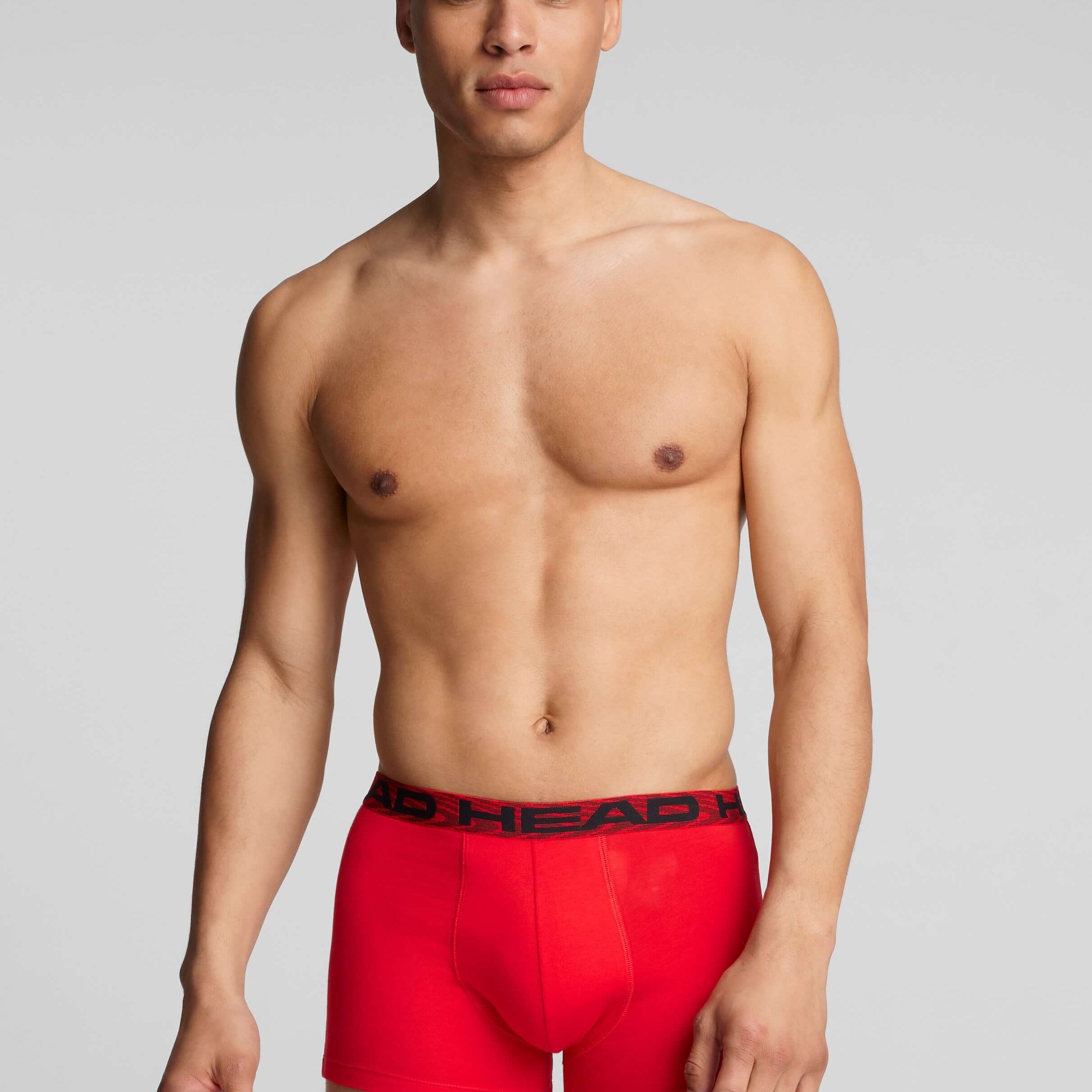 Head Mens 2 Pack Cotton Stretch Boxer Briefs - Black/Red Pants