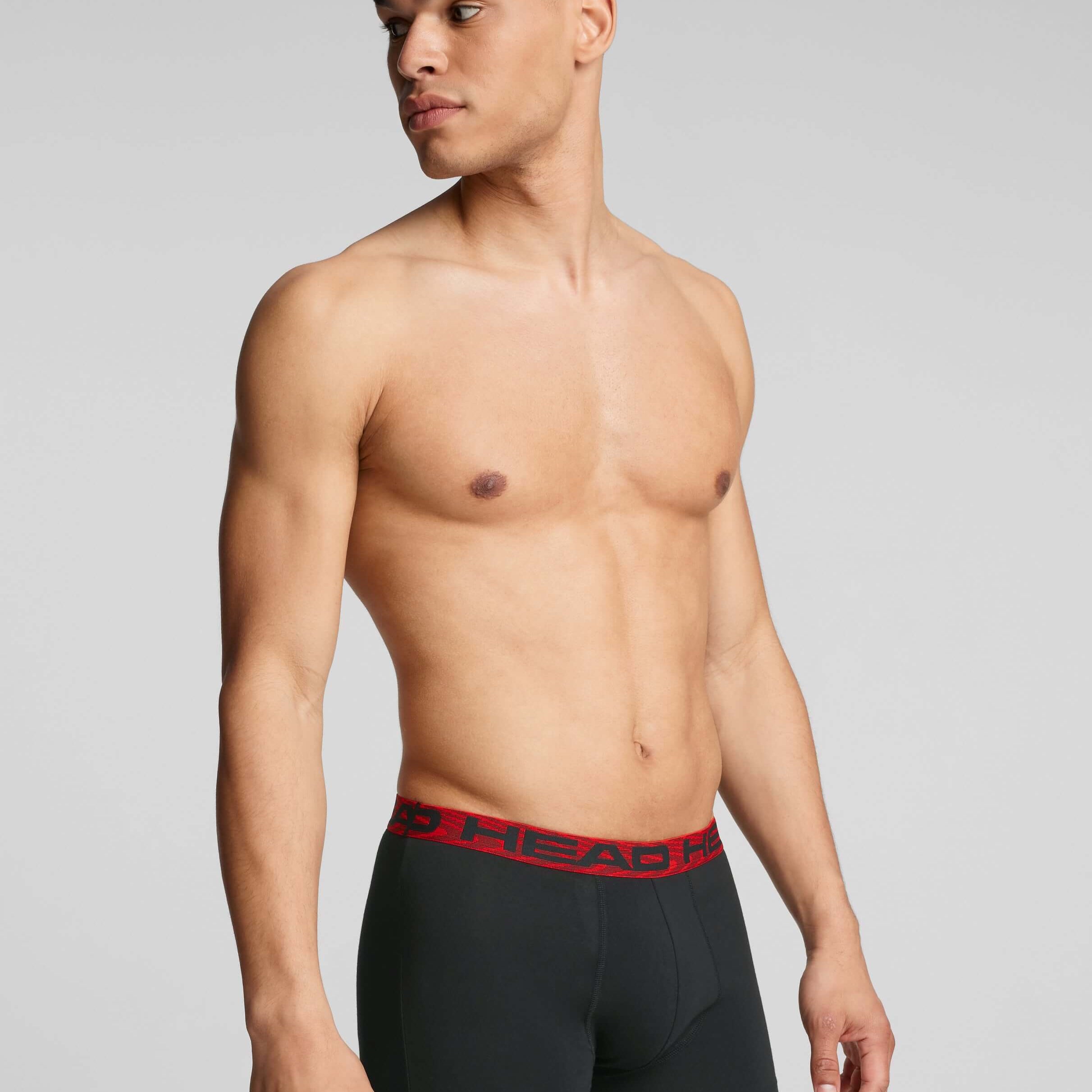 Head Mens 2 Pack Cotton Stretch Boxer Briefs - Black/Red Pants