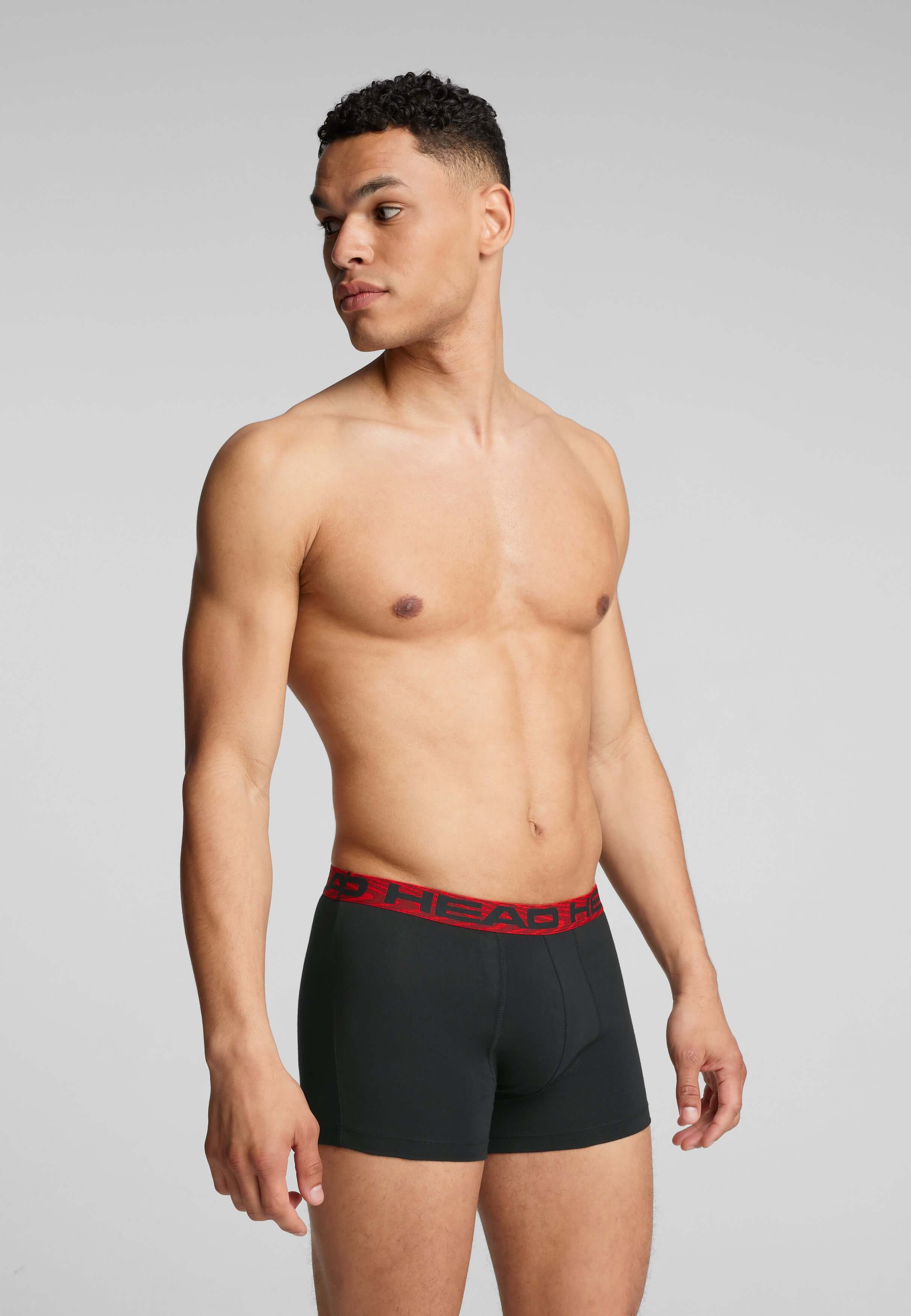 Head Mens 2 Pack Cotton Stretch Boxer Briefs - Black/Red Pants