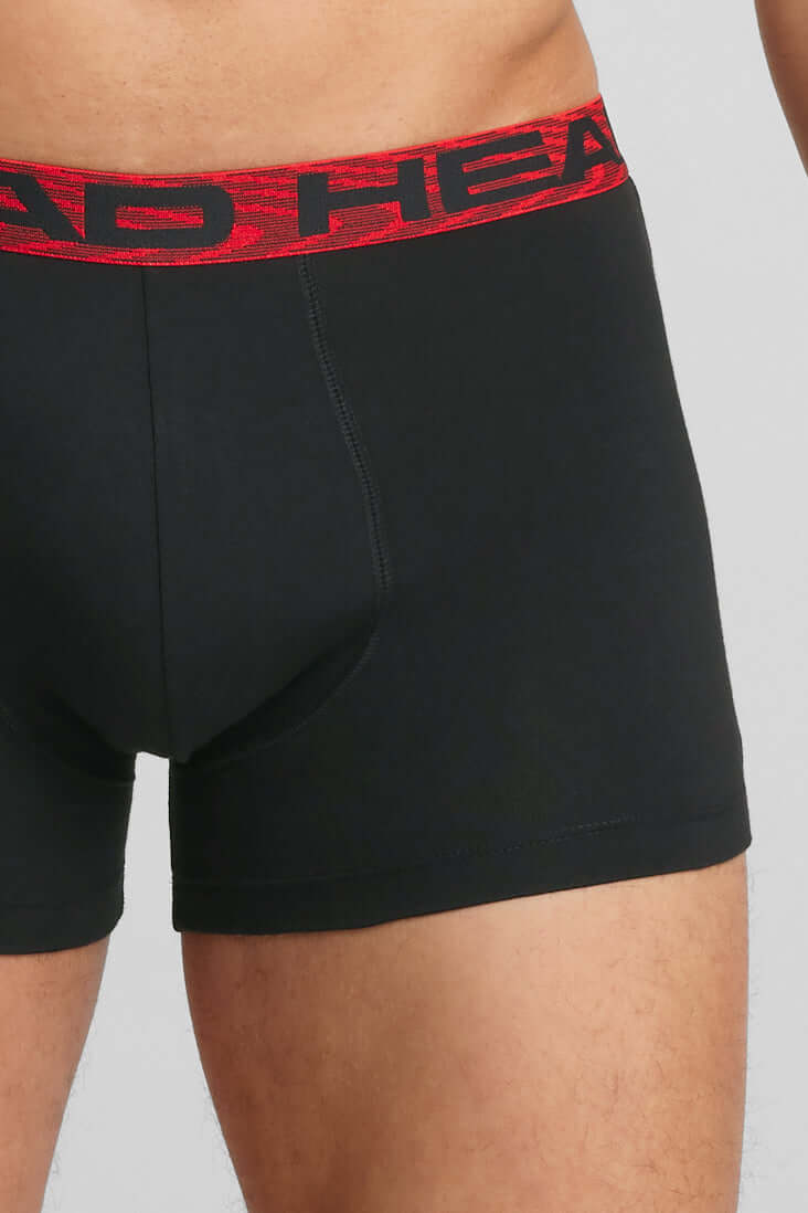 Head Mens 2 Pack Cotton Stretch Boxer Briefs - Black/Red Pants