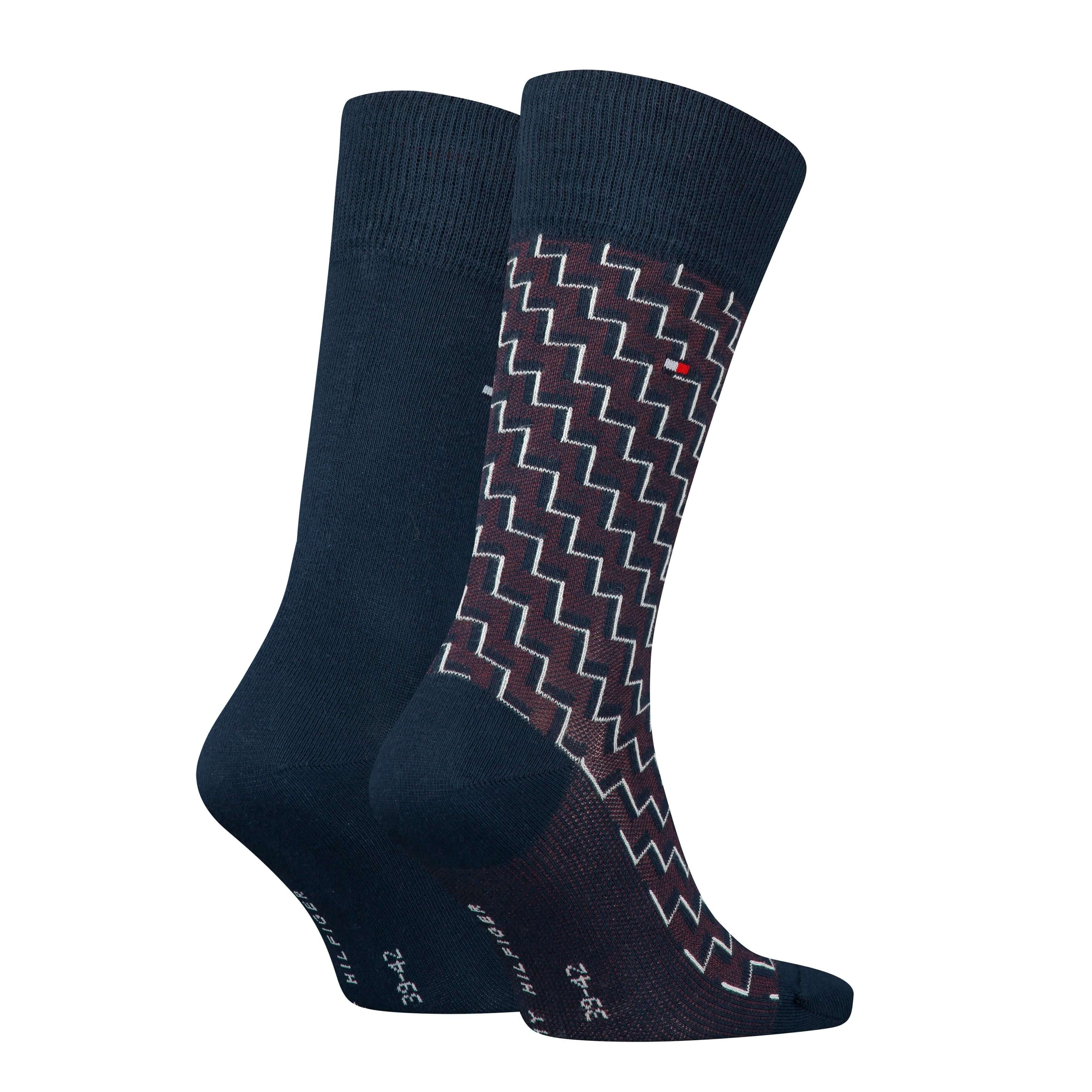 Tommy Hilfiger Men Socks 2 Pack Graphic (Navy)
