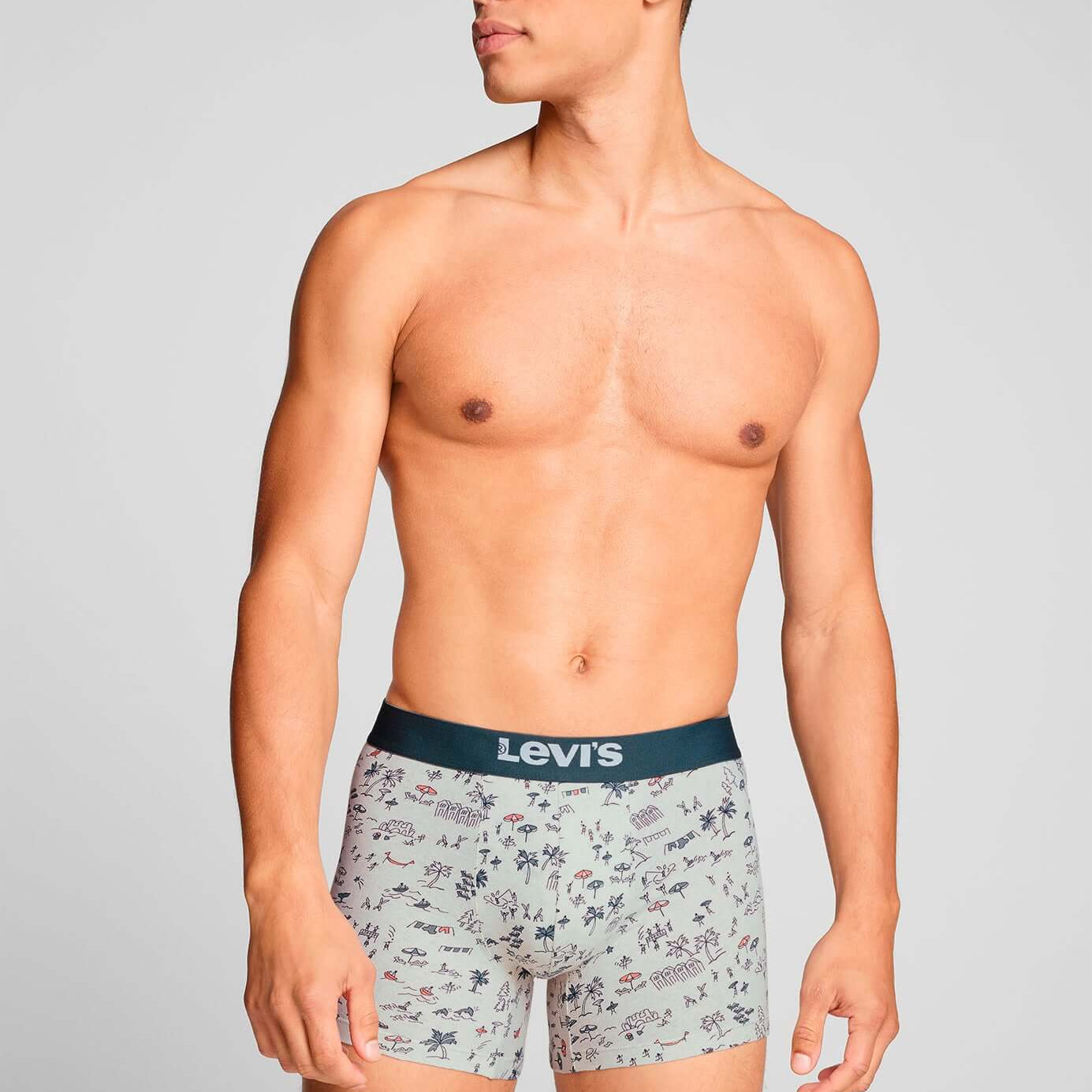 Levi's 2 pack Beach Go AOP Boxer Briefs - Marshmellow / Blue Slate