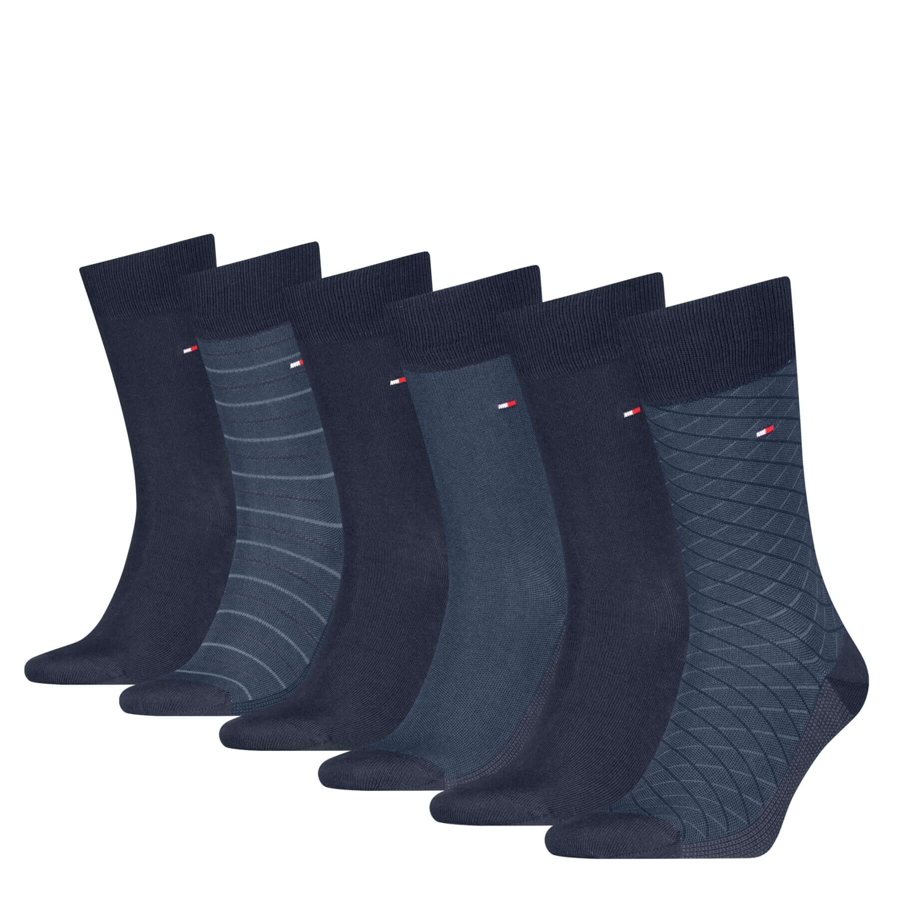 Tommy Hilfiger Men’s 6 Pack Crew Socks Gift Tin – Navy, Dark Melange & Black