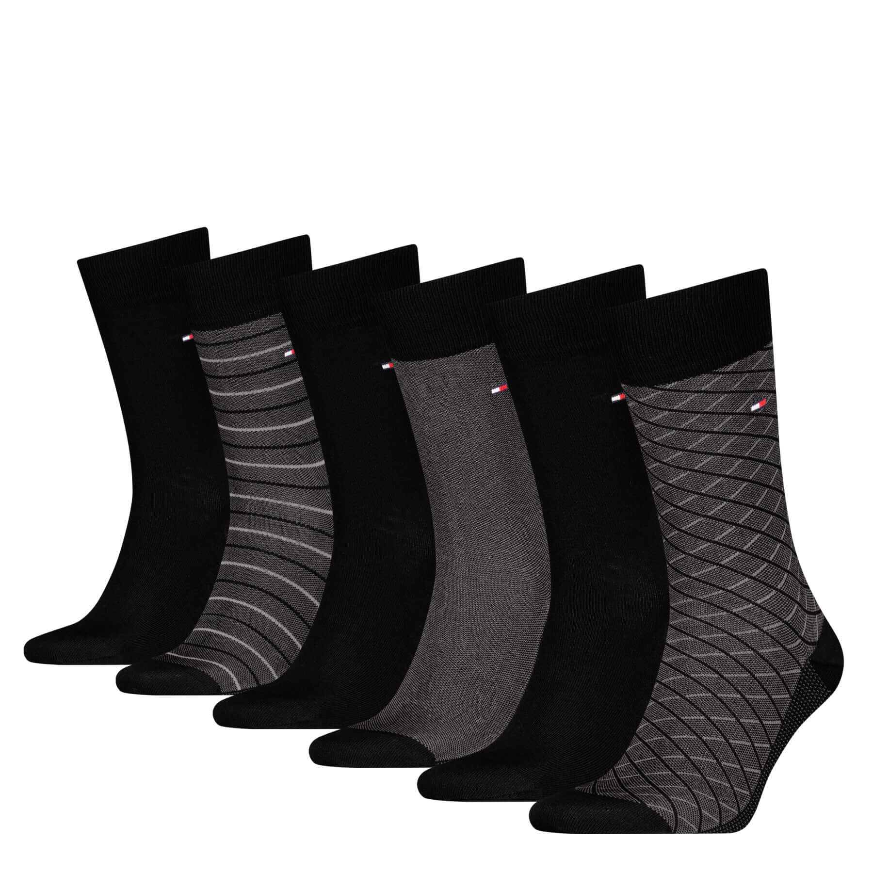 Tommy Hilfiger Men’s 6 Pack Crew Socks Gift Tin – Navy, Dark Melange & Black