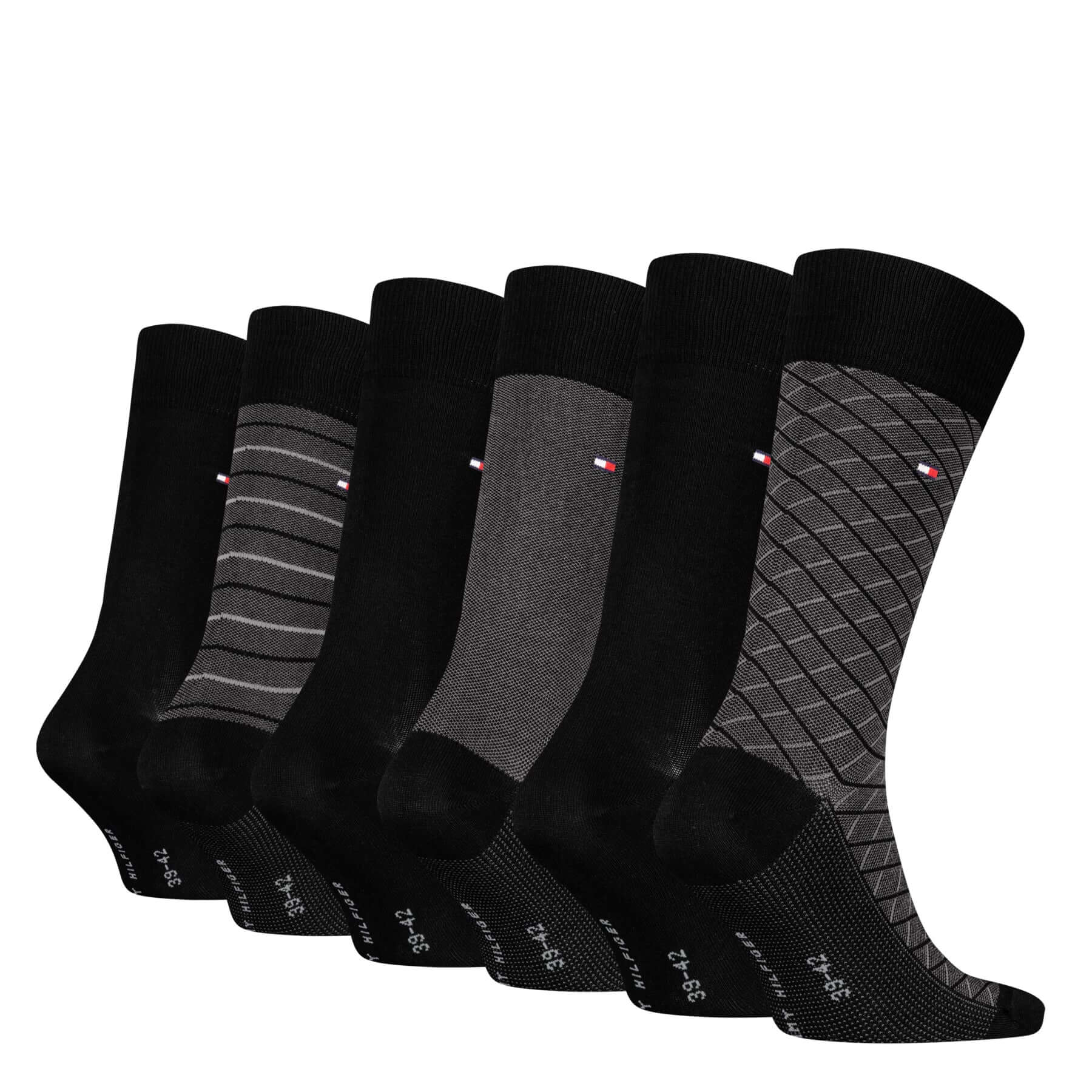 Tommy Hilfiger Men’s 6 Pack Crew Socks Gift Tin – Navy, Dark Melange & Black