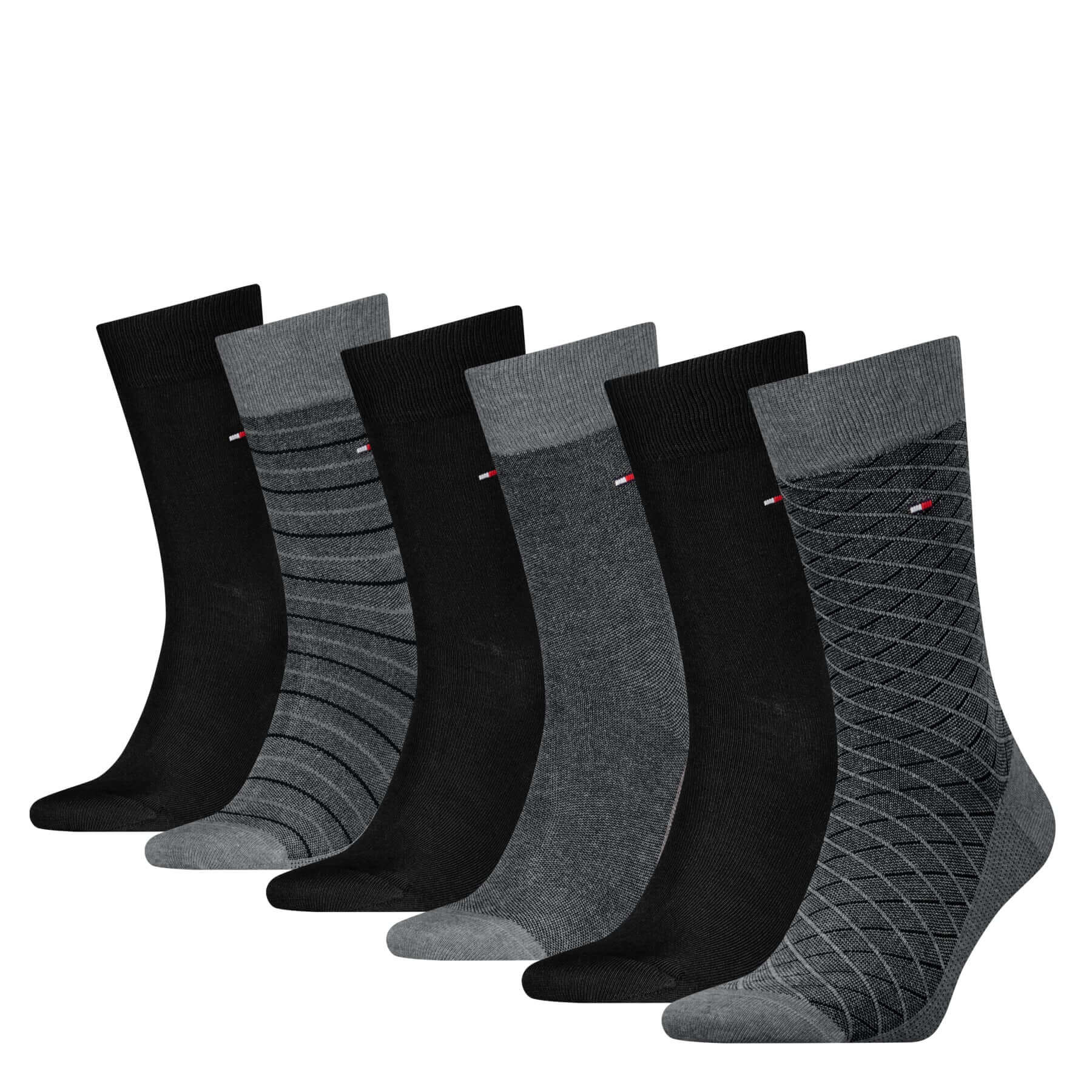 Tommy Hilfiger Men’s 6 Pack Crew Socks Gift Tin – Navy, Dark Melange & Black