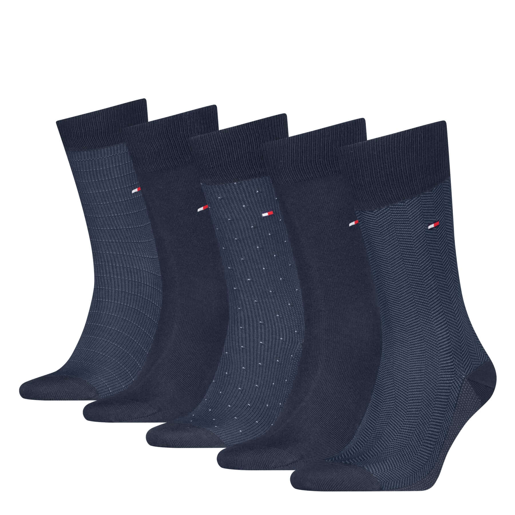 Tommy Hilfiger Men’s 5 Pack Herringbone Crew Socks Gift Box – Black, Navy & Jeans
