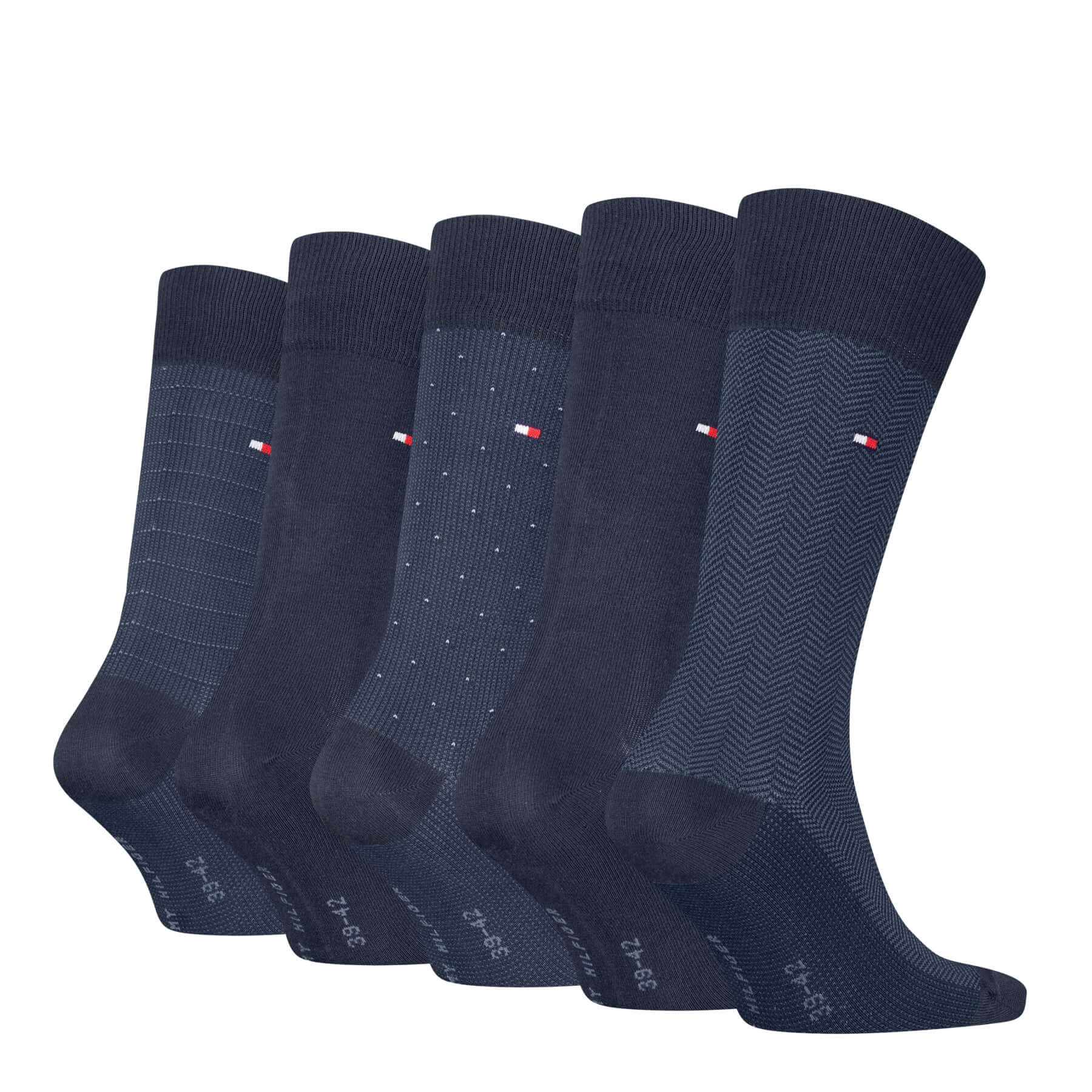 Tommy Hilfiger Men’s 5 Pack Herringbone Crew Socks Gift Box – Black, Navy & Jeans