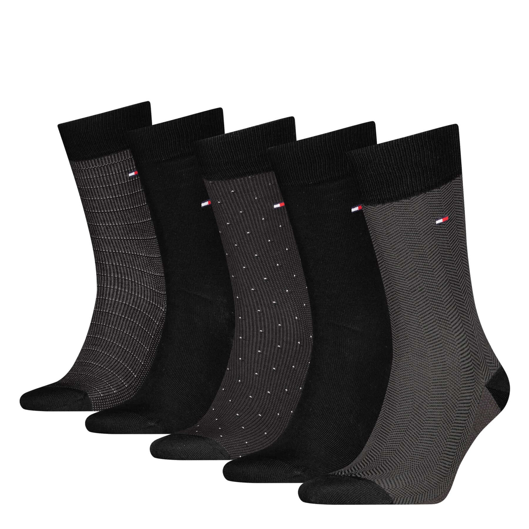 Tommy Hilfiger Men’s 5 Pack Herringbone Crew Socks Gift Box – Black, Navy & Jeans