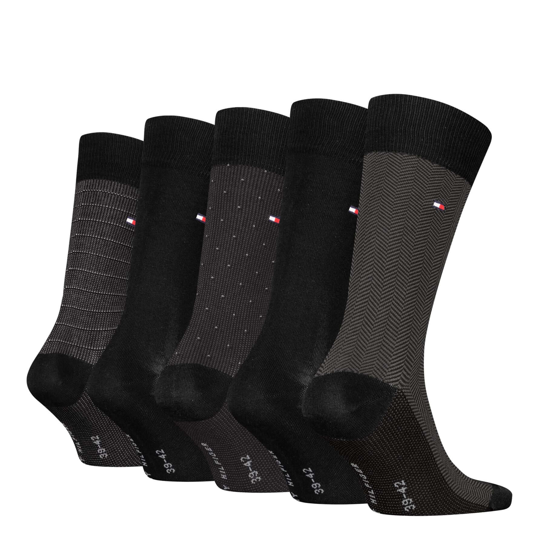Tommy Hilfiger Men’s 5 Pack Herringbone Crew Socks Gift Box – Black, Navy & Jeans