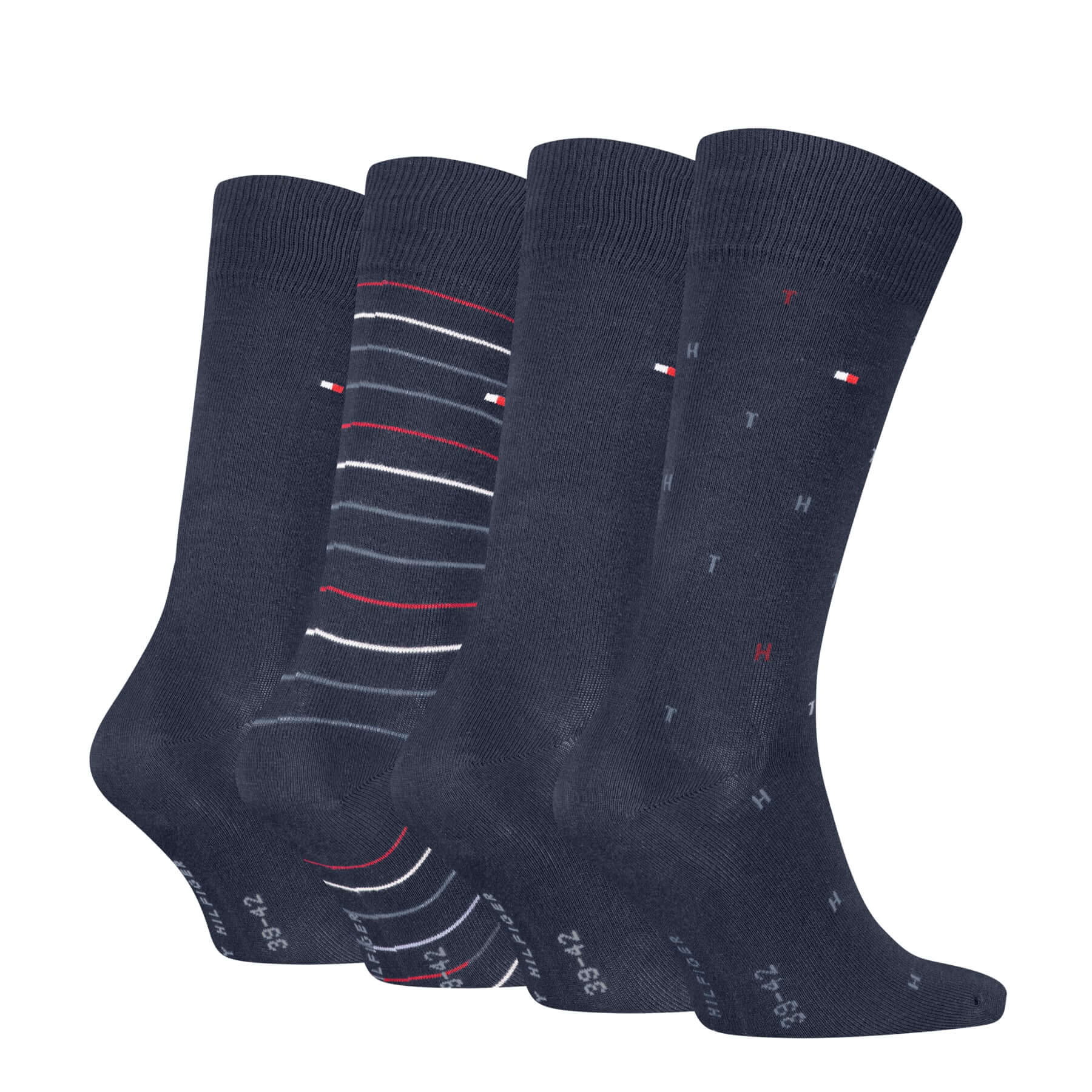 Tommy Hilfiger Men’s 4 Pack Crew Socks Tin Gift Box Set – Navy, Black & Jeans