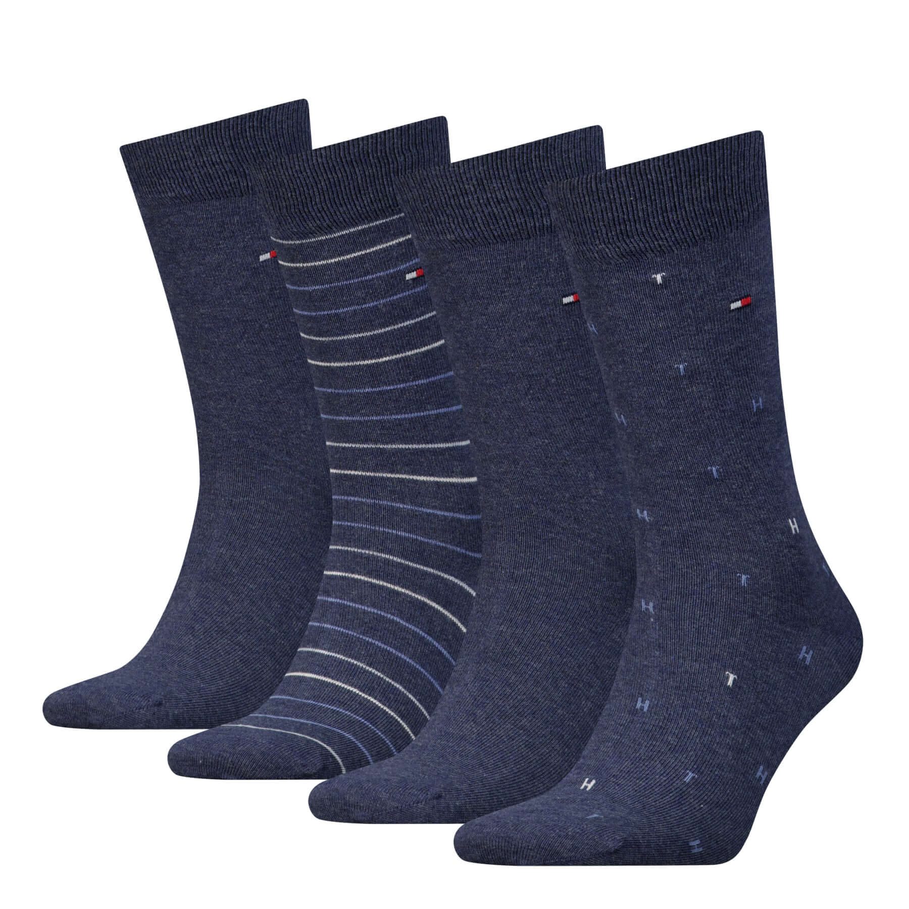 Tommy Hilfiger Men’s 4 Pack Crew Socks Tin Gift Box Set – Navy, Black & Jeans