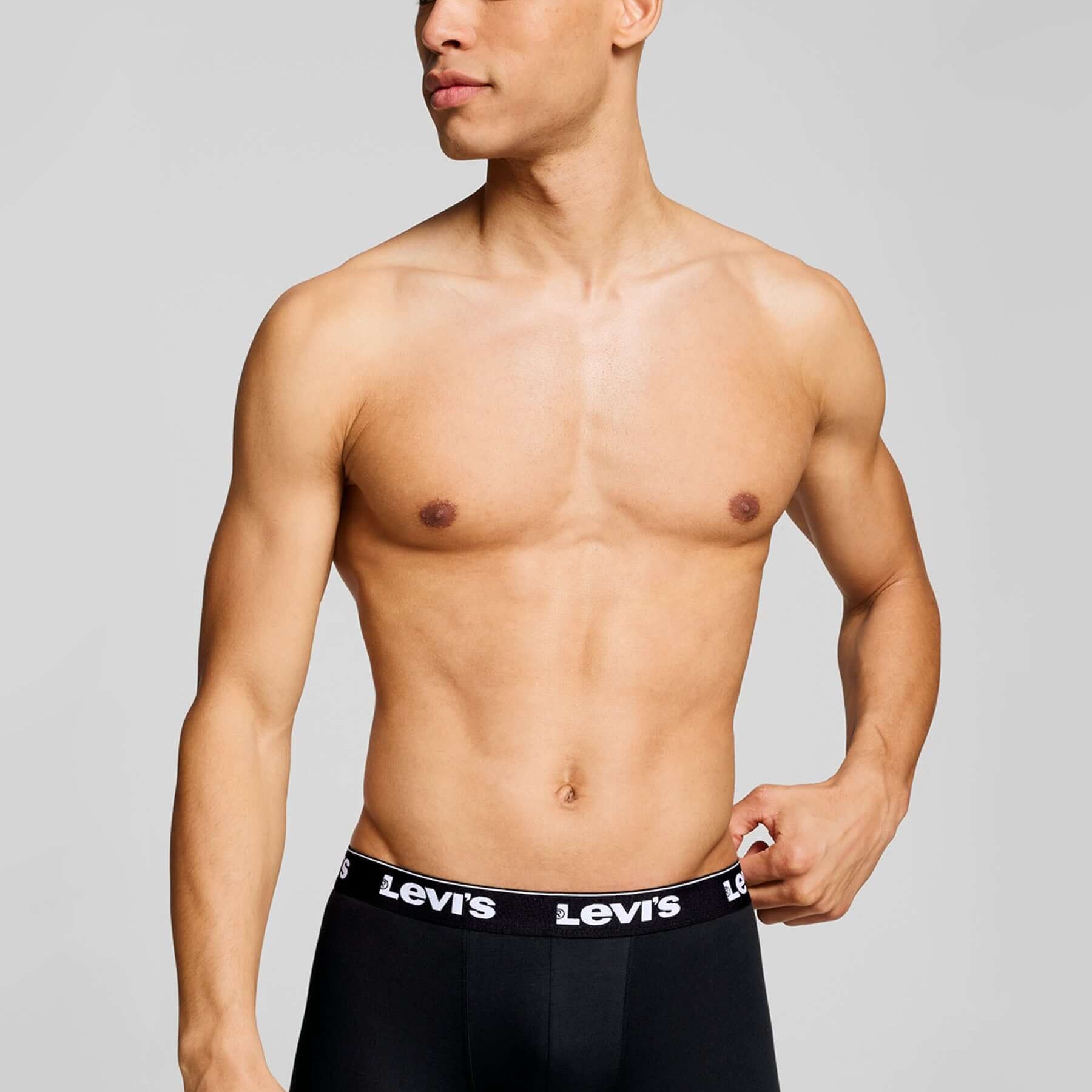 Levi's Men's 3 Pack Repeat Logo Cotton Stretch Boxer Briefs – Black