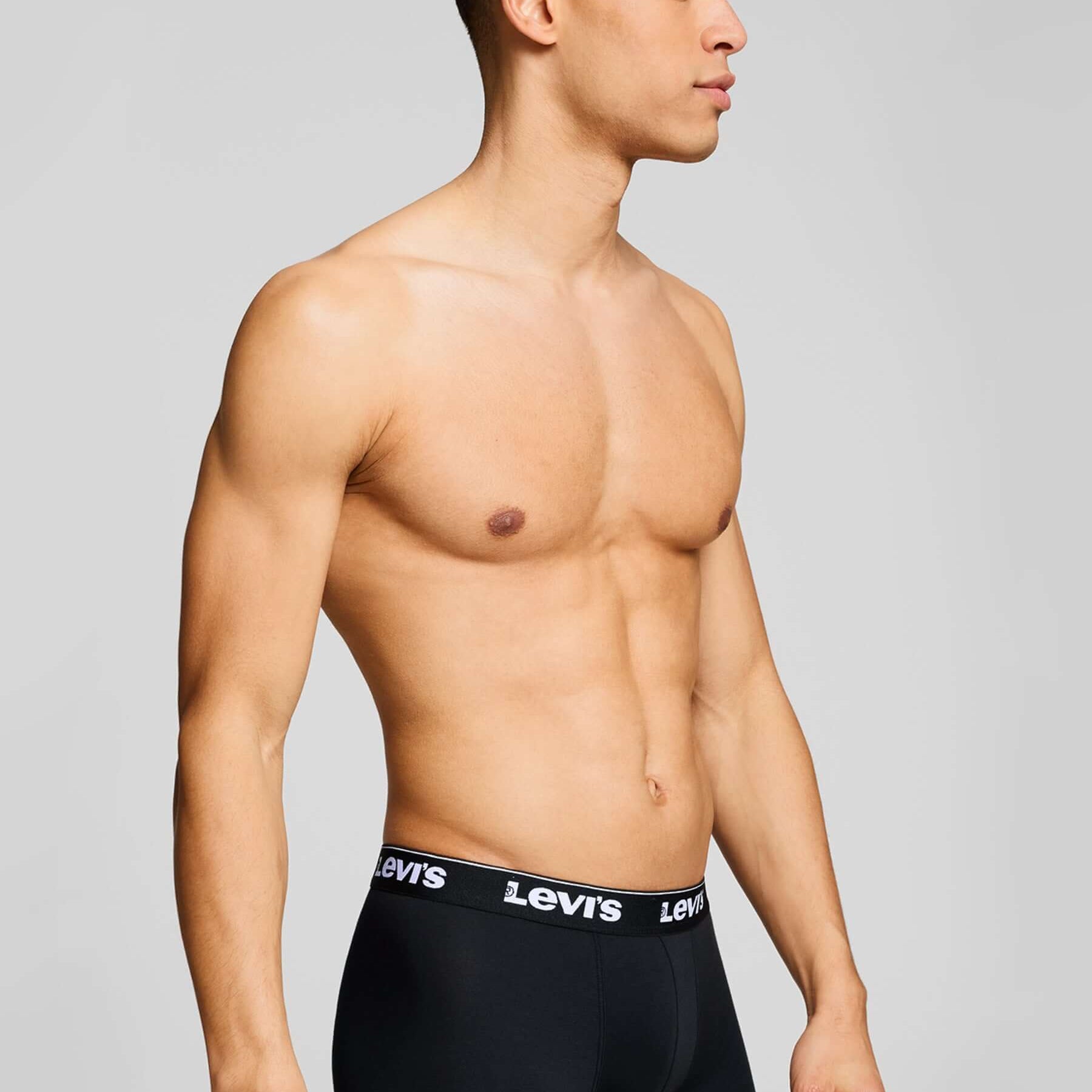 Levi's Men's 3 Pack Repeat Logo Cotton Stretch Boxer Briefs – Black