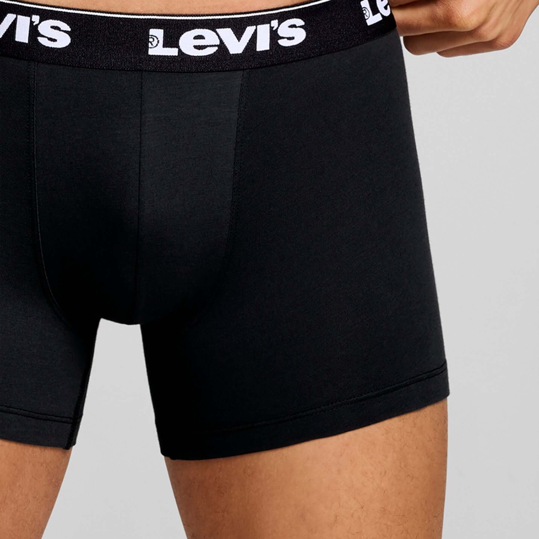 Levi's Men's 3 Pack Repeat Logo Cotton Stretch Boxer Briefs – Black