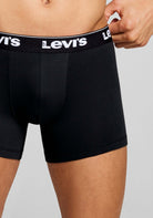 Levi's Men's 3 Pack Repeat Logo Cotton Stretch Boxer Briefs – Black