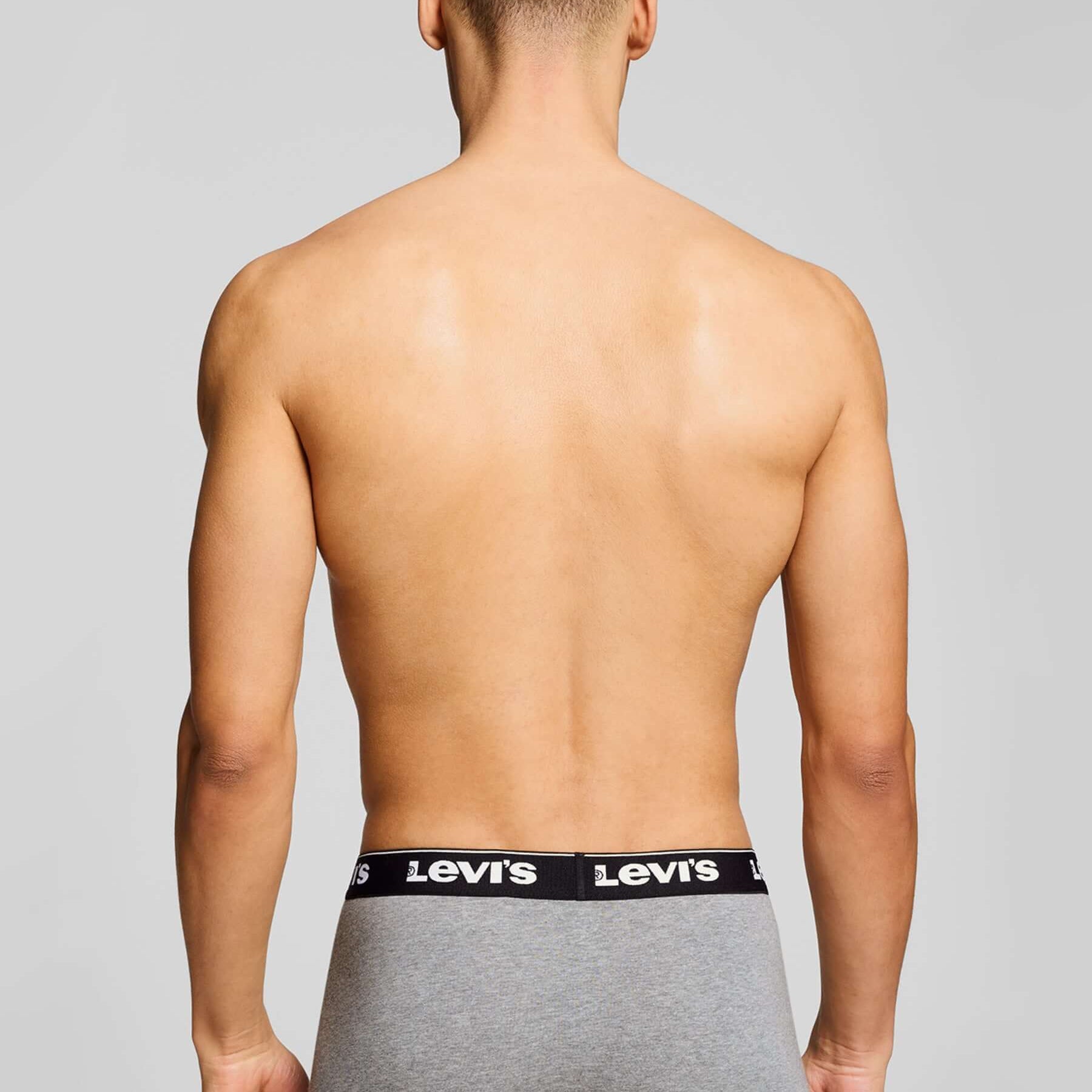 Levi's Men's 3 Pack Repeat Logo Cotton Stretch Boxer Briefs – Grey / Black