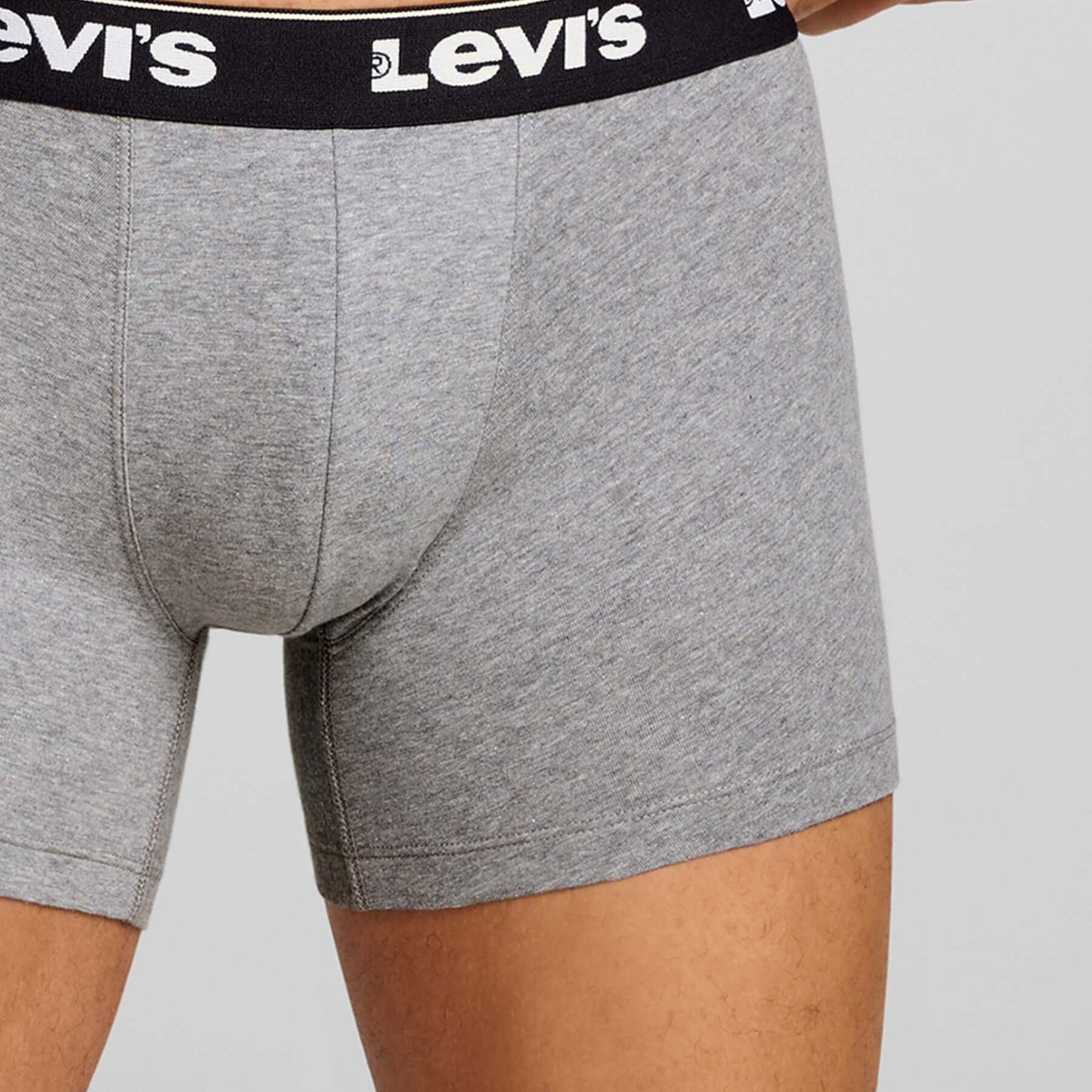 Levi's Men's 3 Pack Repeat Logo Cotton Stretch Boxer Briefs – Grey / Black
