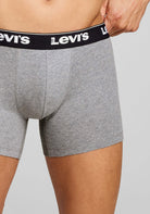 Levi's Men's 3 Pack Repeat Logo Cotton Stretch Boxer Briefs – Grey / Black