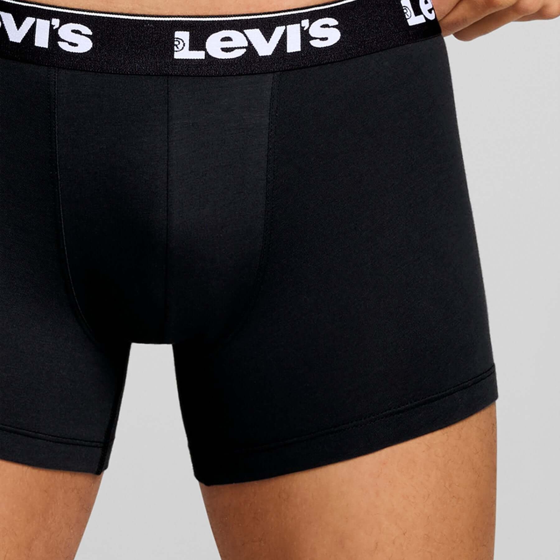 Levi's Men's 3 Pack Repeat Logo Cotton Stretch Boxer Briefs – Grey / Black