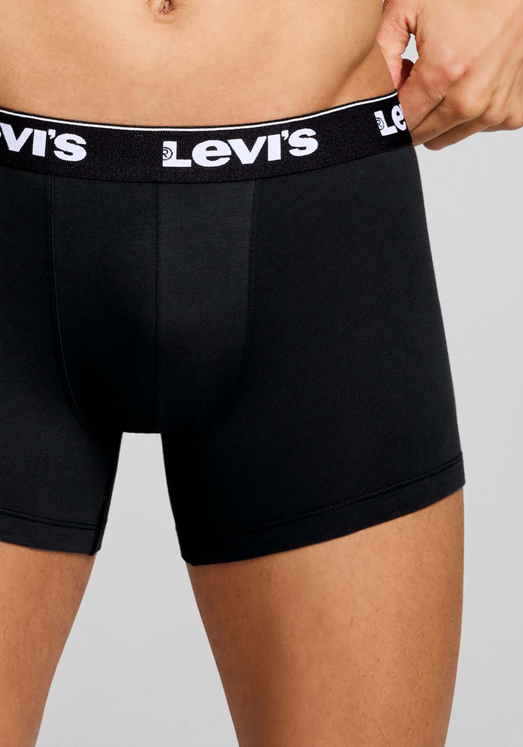 Levi's Men's 3 Pack Repeat Logo Cotton Stretch Boxer Briefs – Grey / Black
