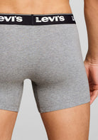 Levi's Men's 3 Pack Repeat Logo Cotton Stretch Boxer Briefs – Grey / Black