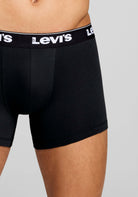 Levi's Men's 3 Pack Repeat Logo Boxer Briefs – Cotton Stretch Underwear, Khakhi / Black