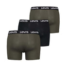 Levi's Men's 3 Pack Repeat Logo Boxer Briefs – Cotton Stretch Underwear, Khakhi / Black