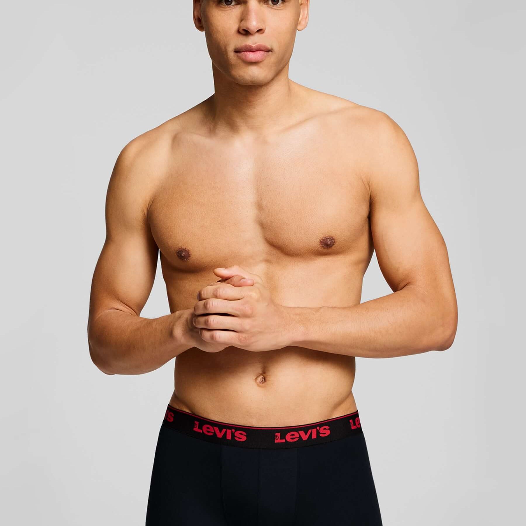 Levi's Men's 3 Pack Repeat Logo Boxer Briefs – Red/Black