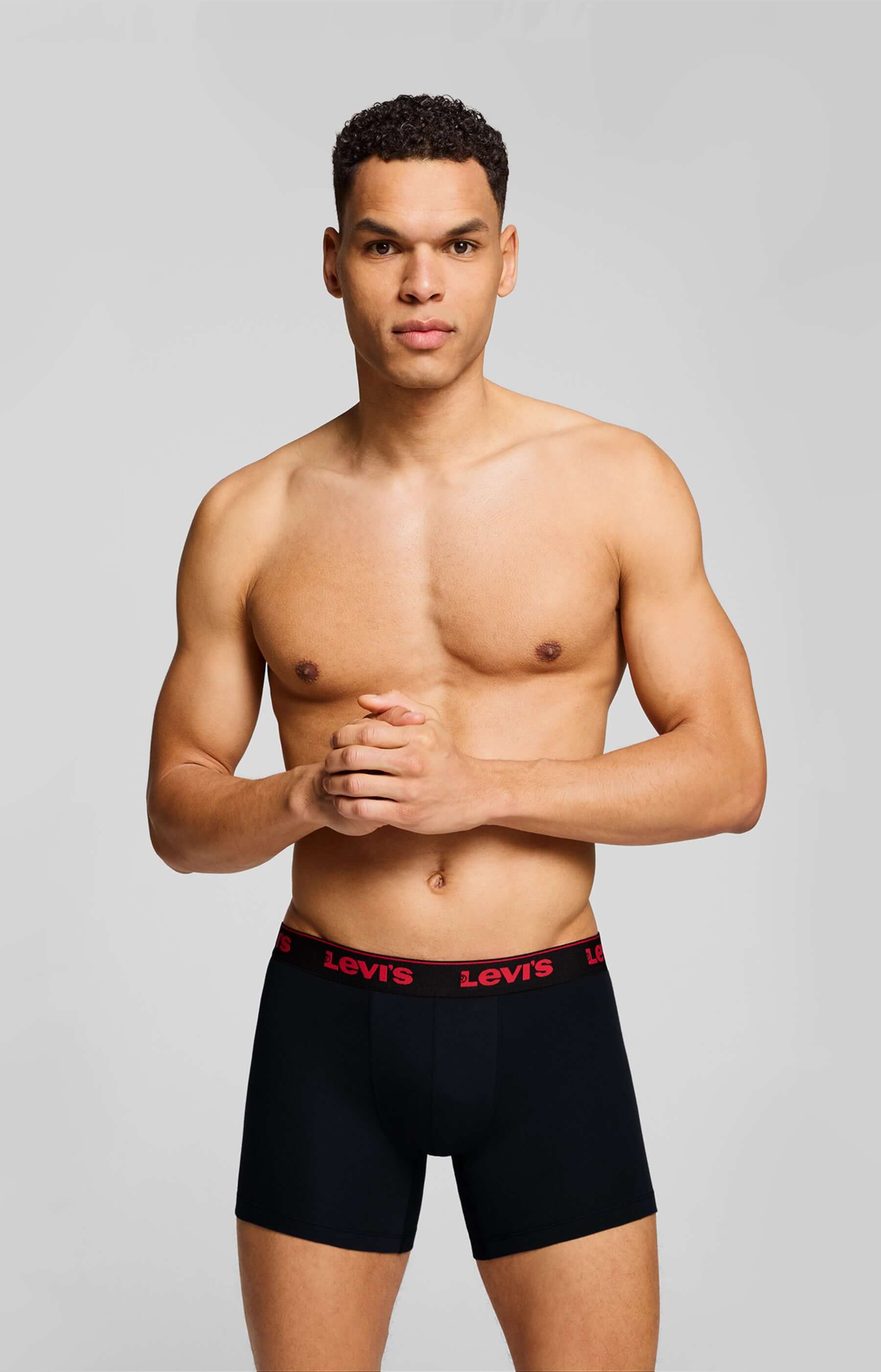 Levi's Men's 3 Pack Repeat Logo Boxer Briefs – Red/Black