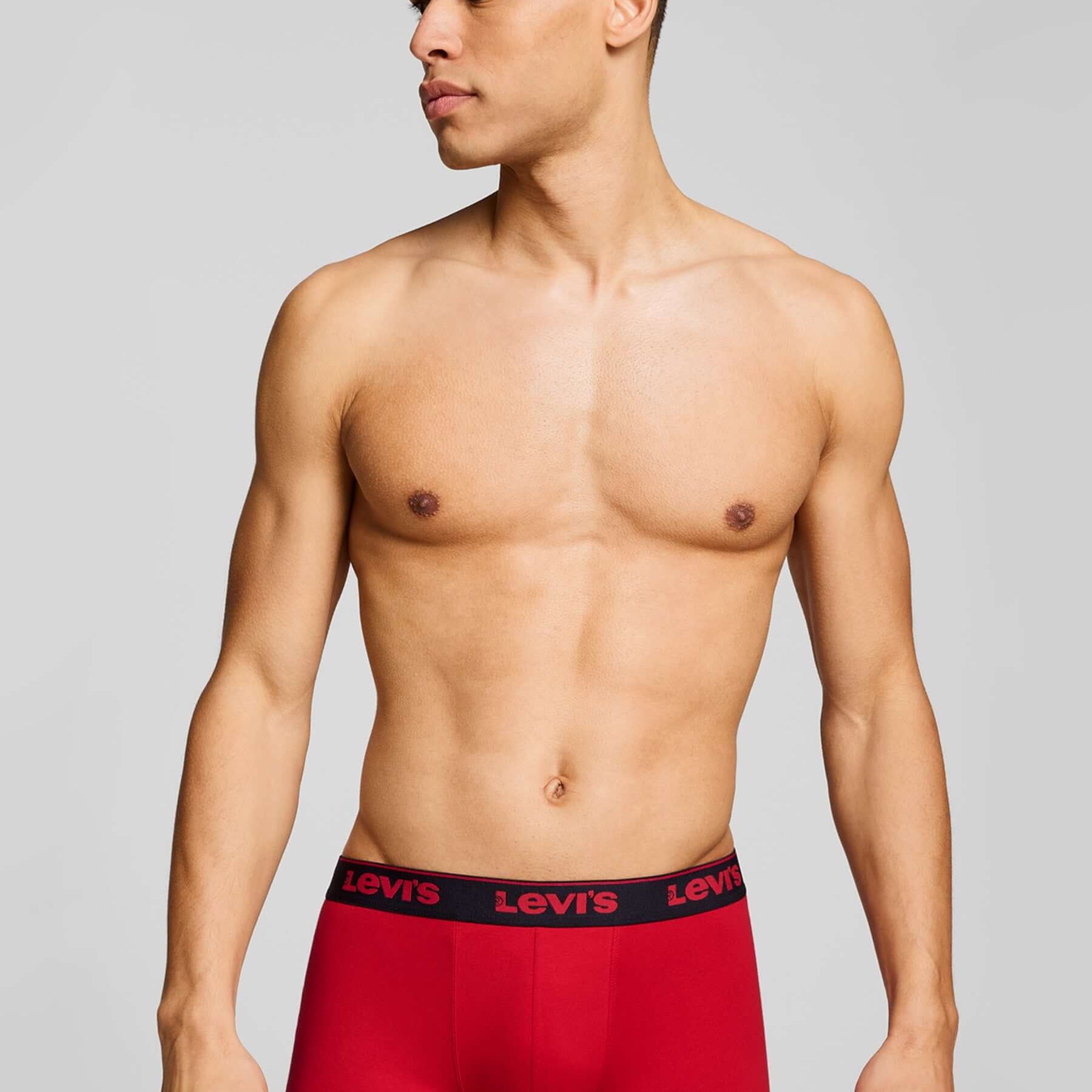 Levi's Men's 3 Pack Repeat Logo Boxer Briefs – Red/Black