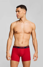 Levi's Men's 3 Pack Repeat Logo Boxer Briefs – Red/Black