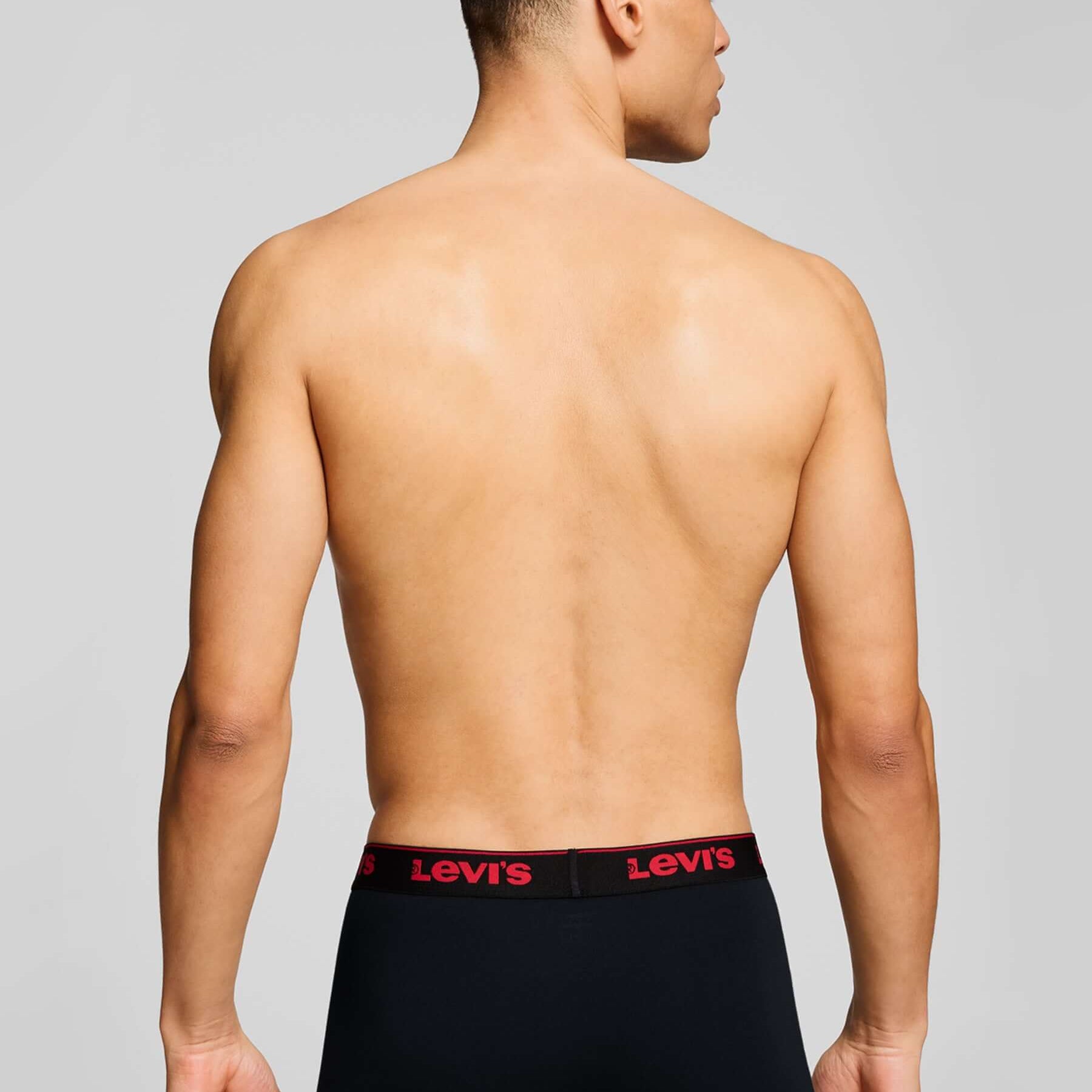 Levi's Men's 3 Pack Repeat Logo Boxer Briefs – Red/Black