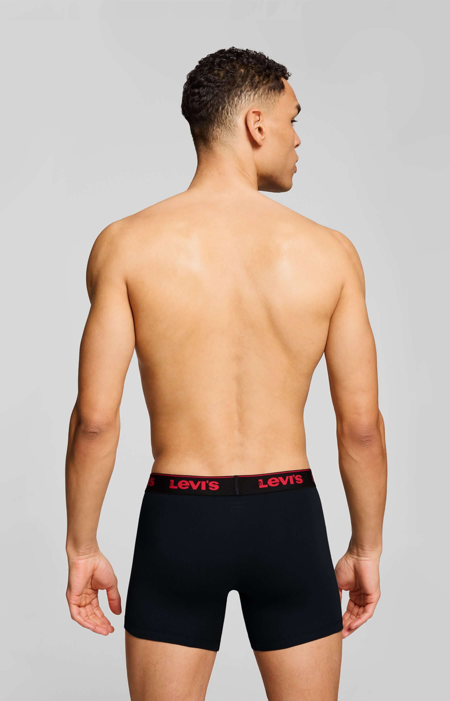 Levi's Men's 3 Pack Repeat Logo Boxer Briefs – Red/Black