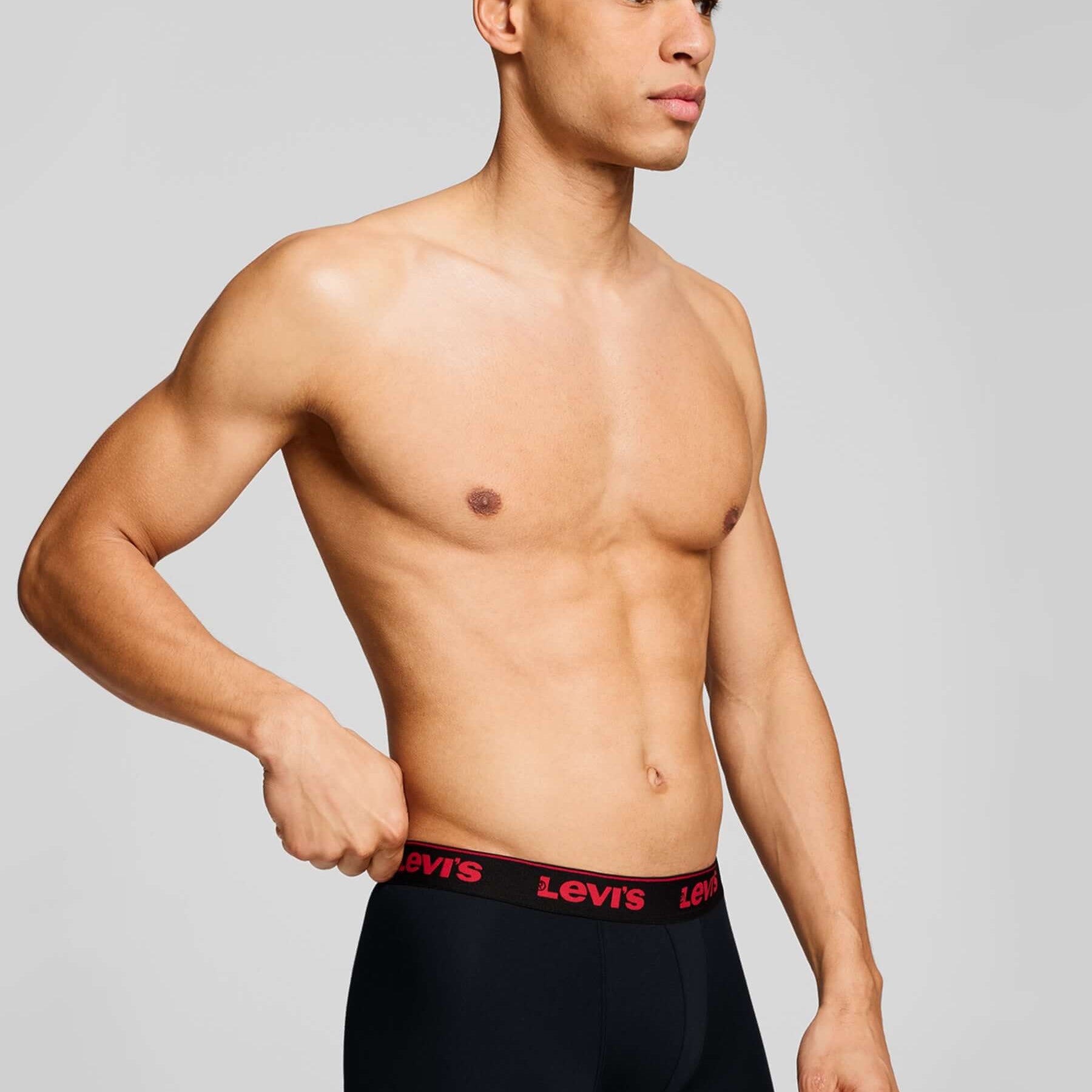 Levi's Men's 3 Pack Repeat Logo Boxer Briefs – Red/Black