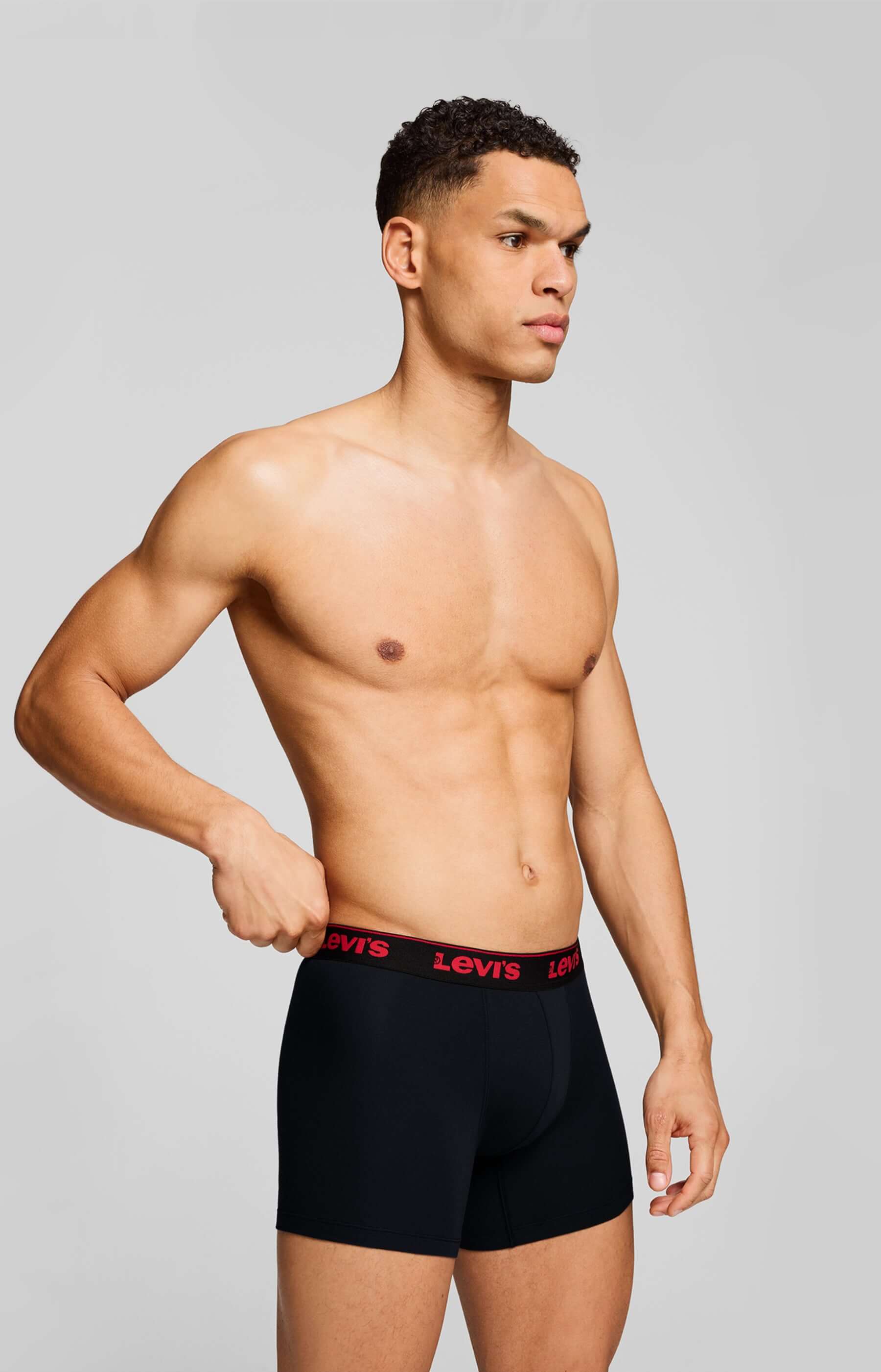 Levi's Men's 3 Pack Repeat Logo Boxer Briefs – Red/Black